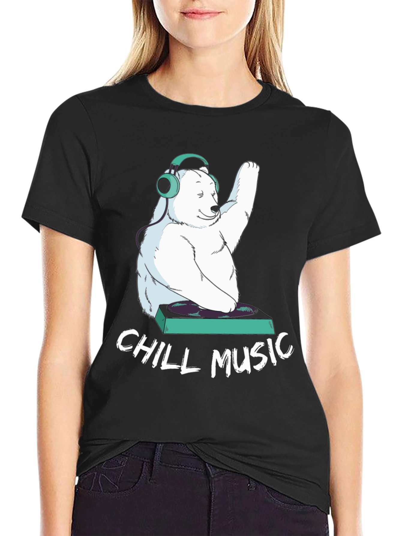 Chill Music Bear Graphic Tee - Cool DJ T-Shirt