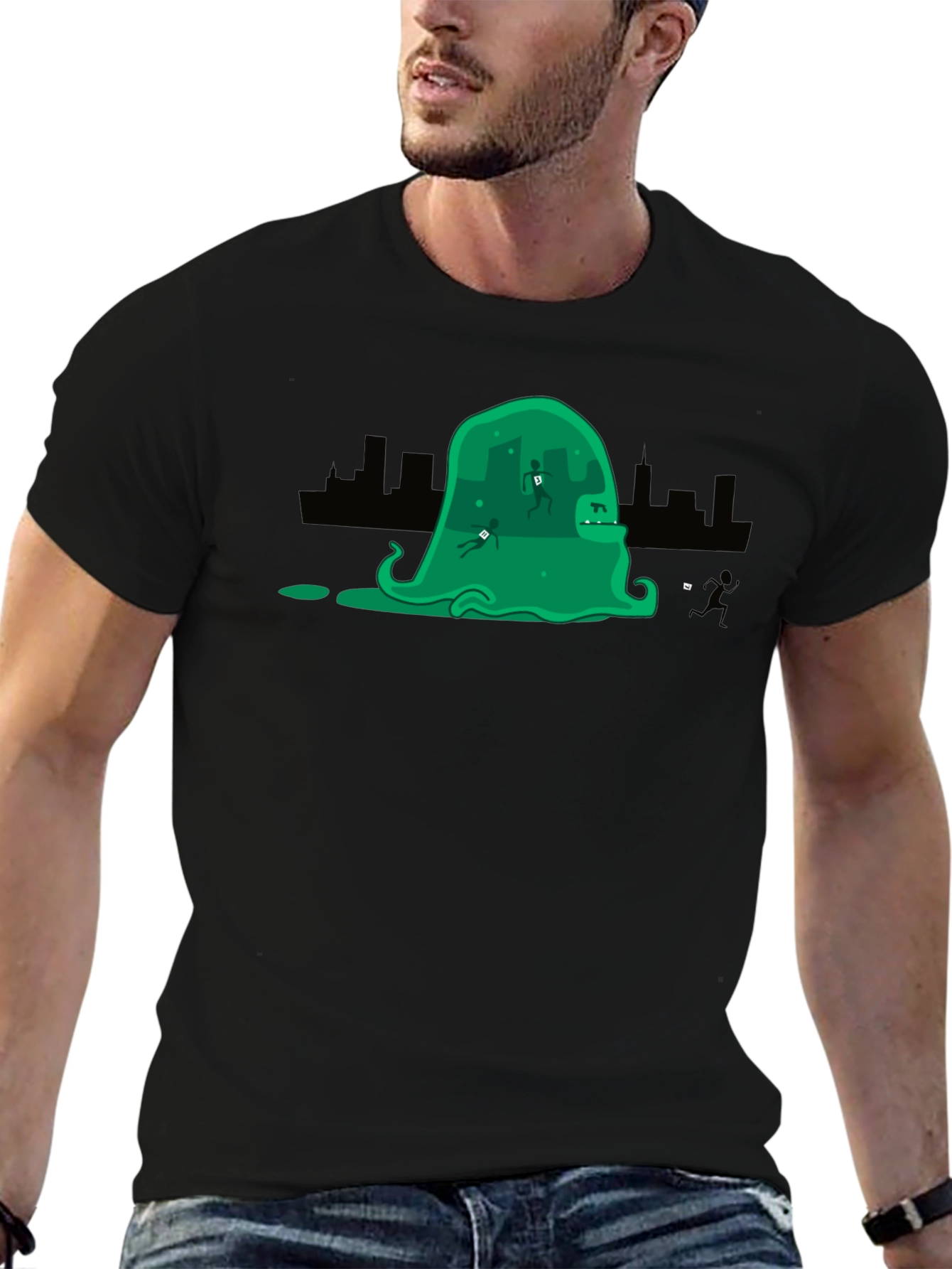 Monster City Mens Black Graphic Tee