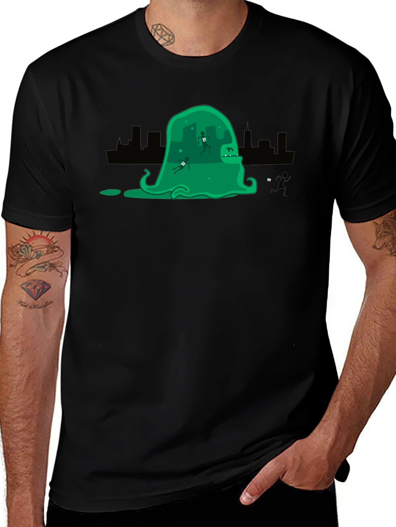 Monster City Mens Black Graphic Tee