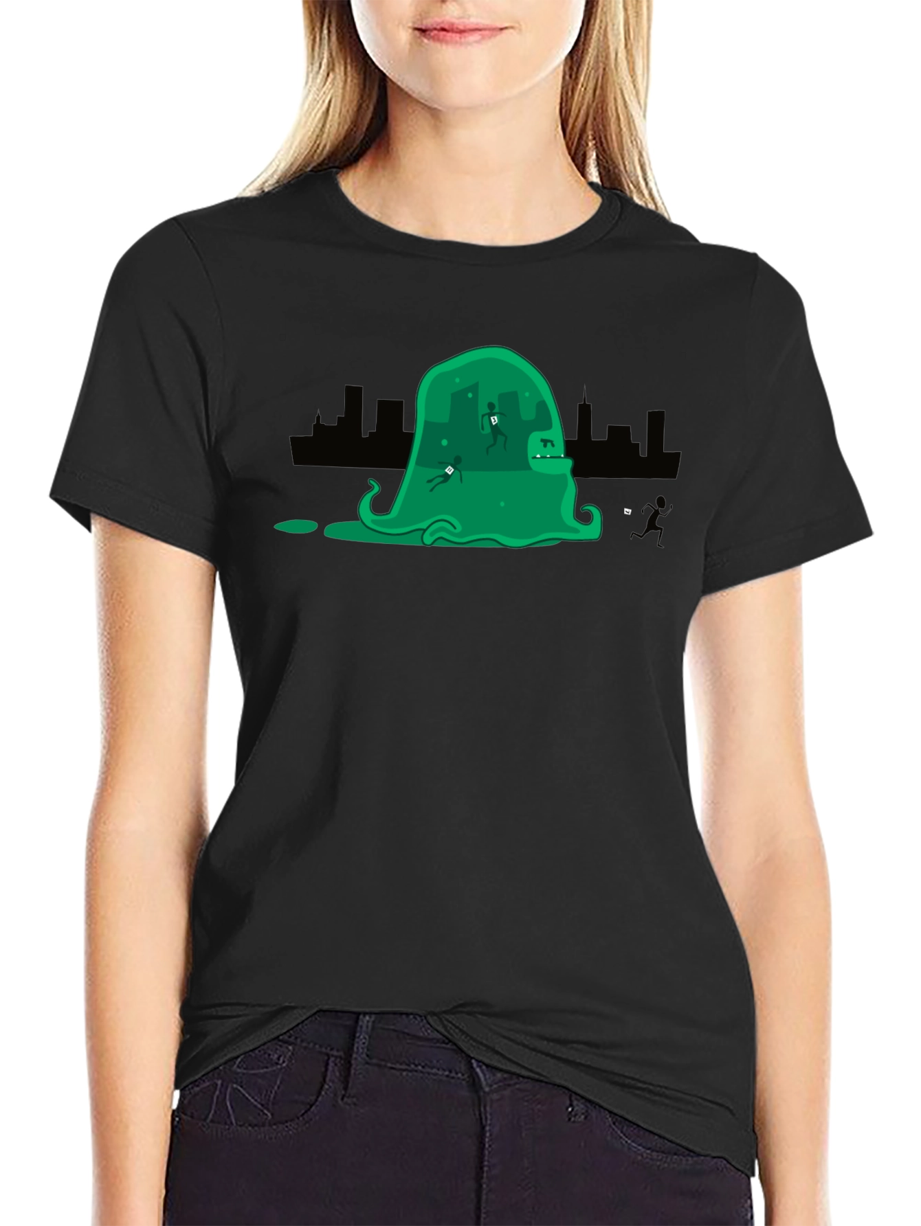 Monster City Mens Black Graphic Tee