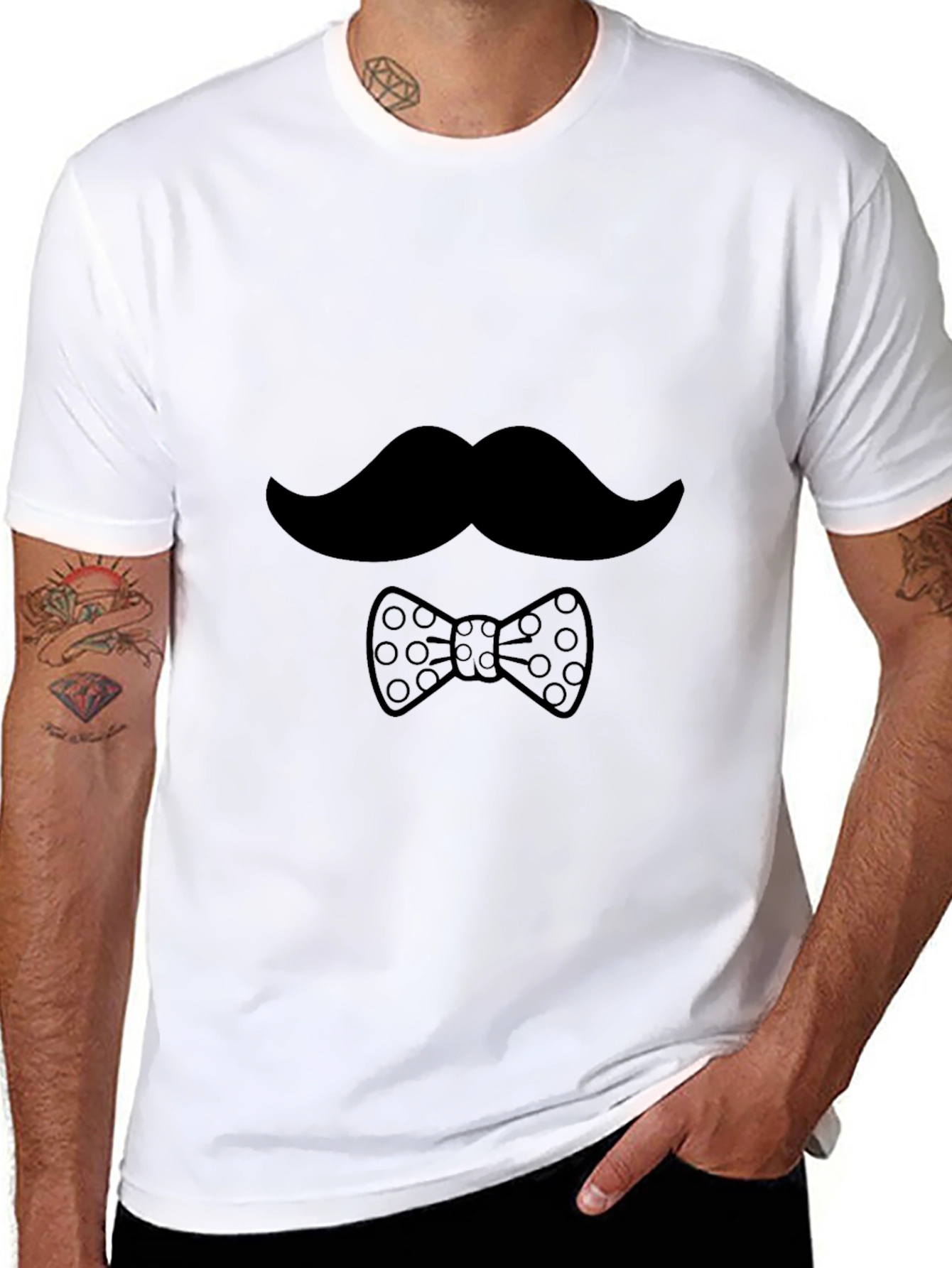 Mustache & Bowtie Graphic Tee - Classic Black
