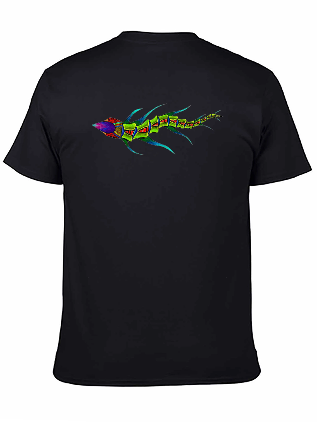 Geometric Fish Graphic Tee - Black