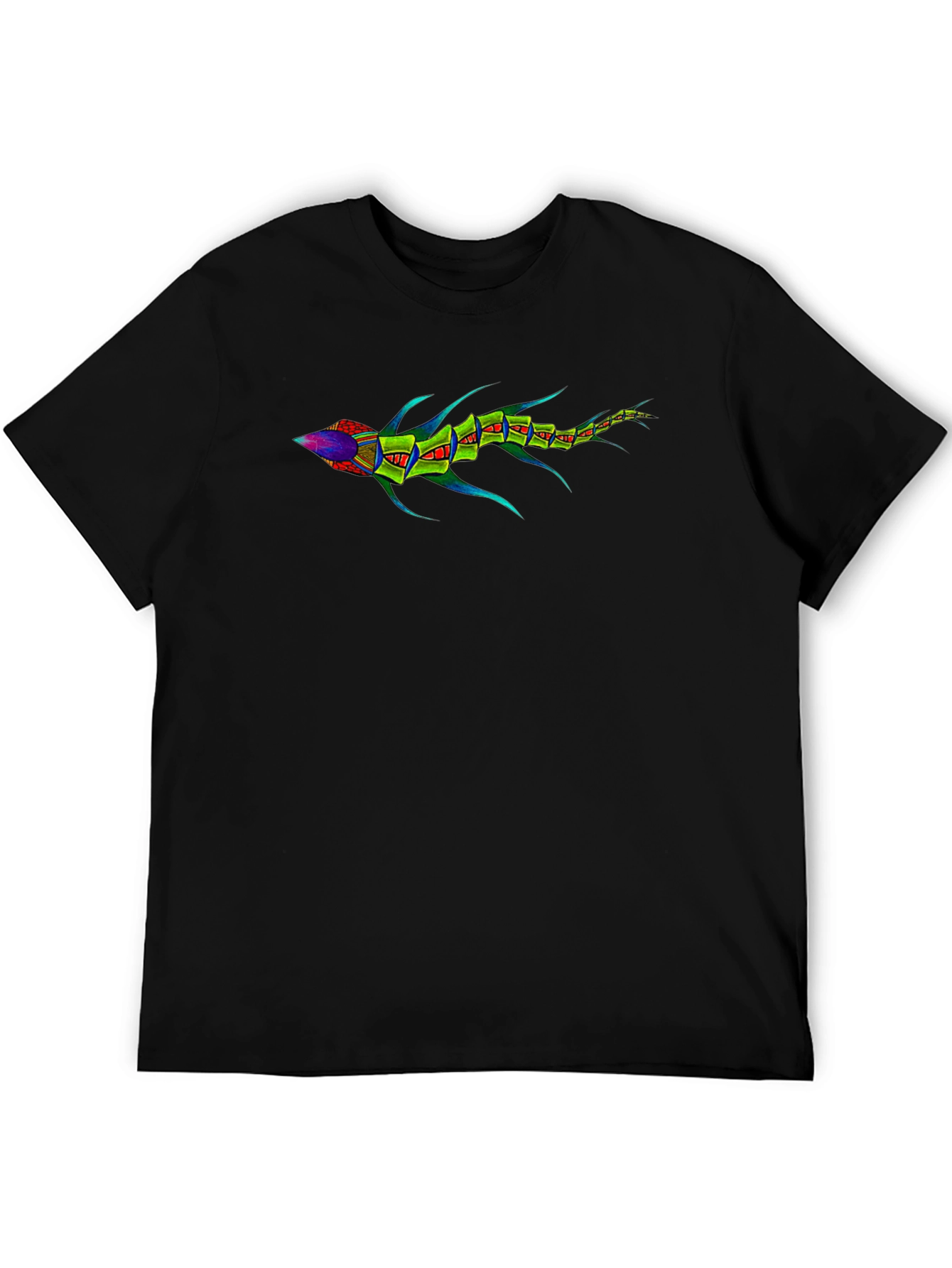 Geometric Fish Graphic Tee - Black