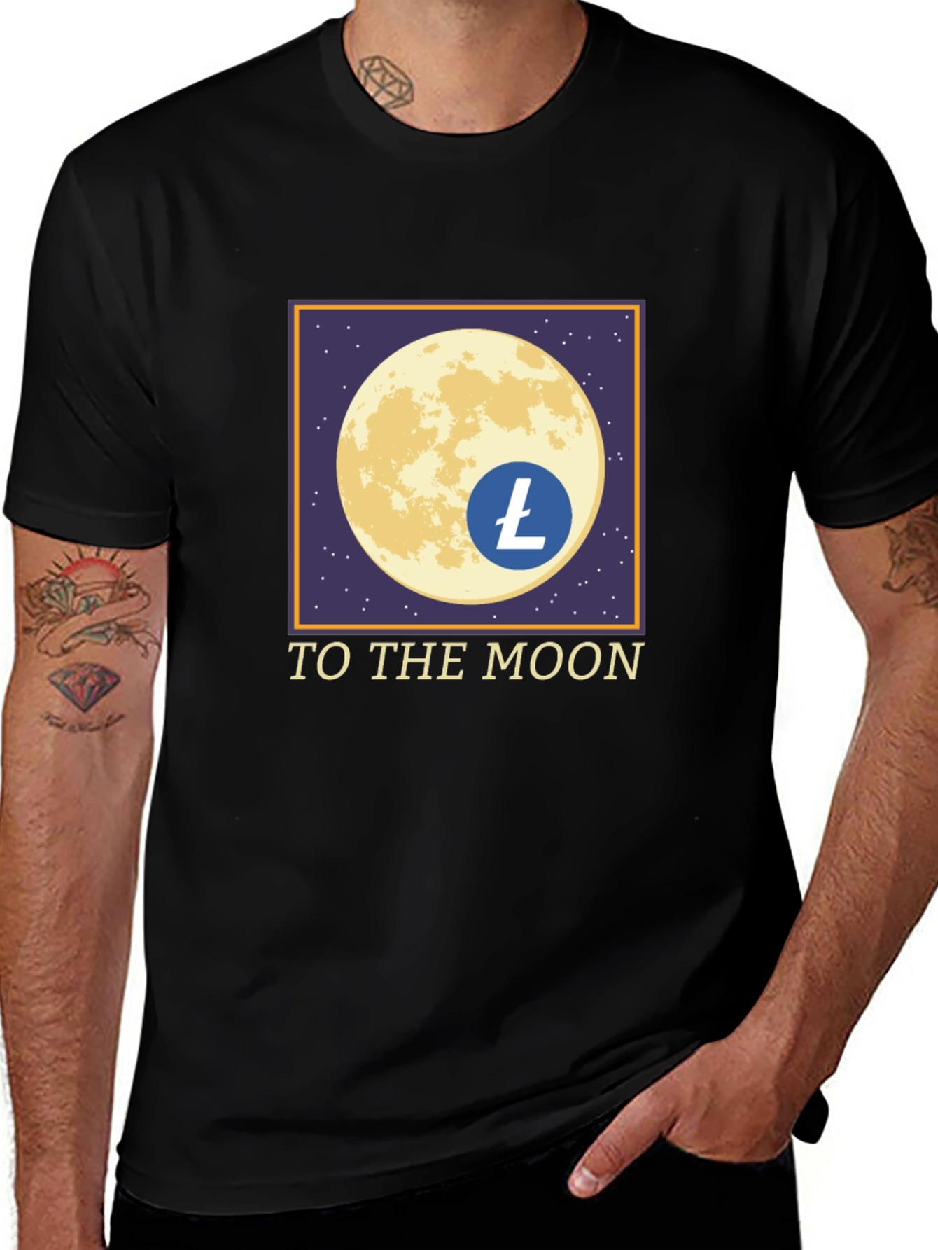 Litecoin LTC Crypto To The Moon Black T-Shirt