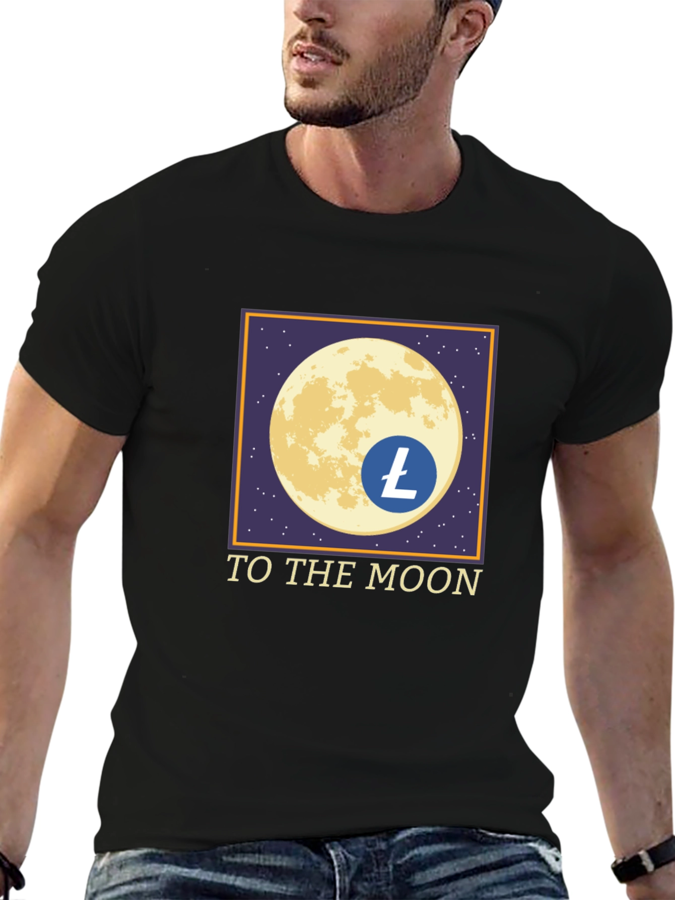 Litecoin LTC Crypto To The Moon Black T-Shirt