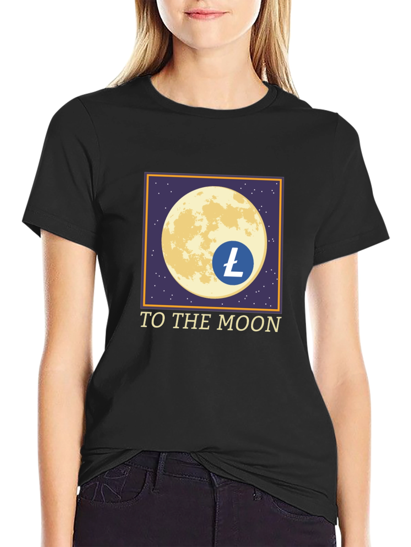 Litecoin LTC Crypto To The Moon Black T-Shirt