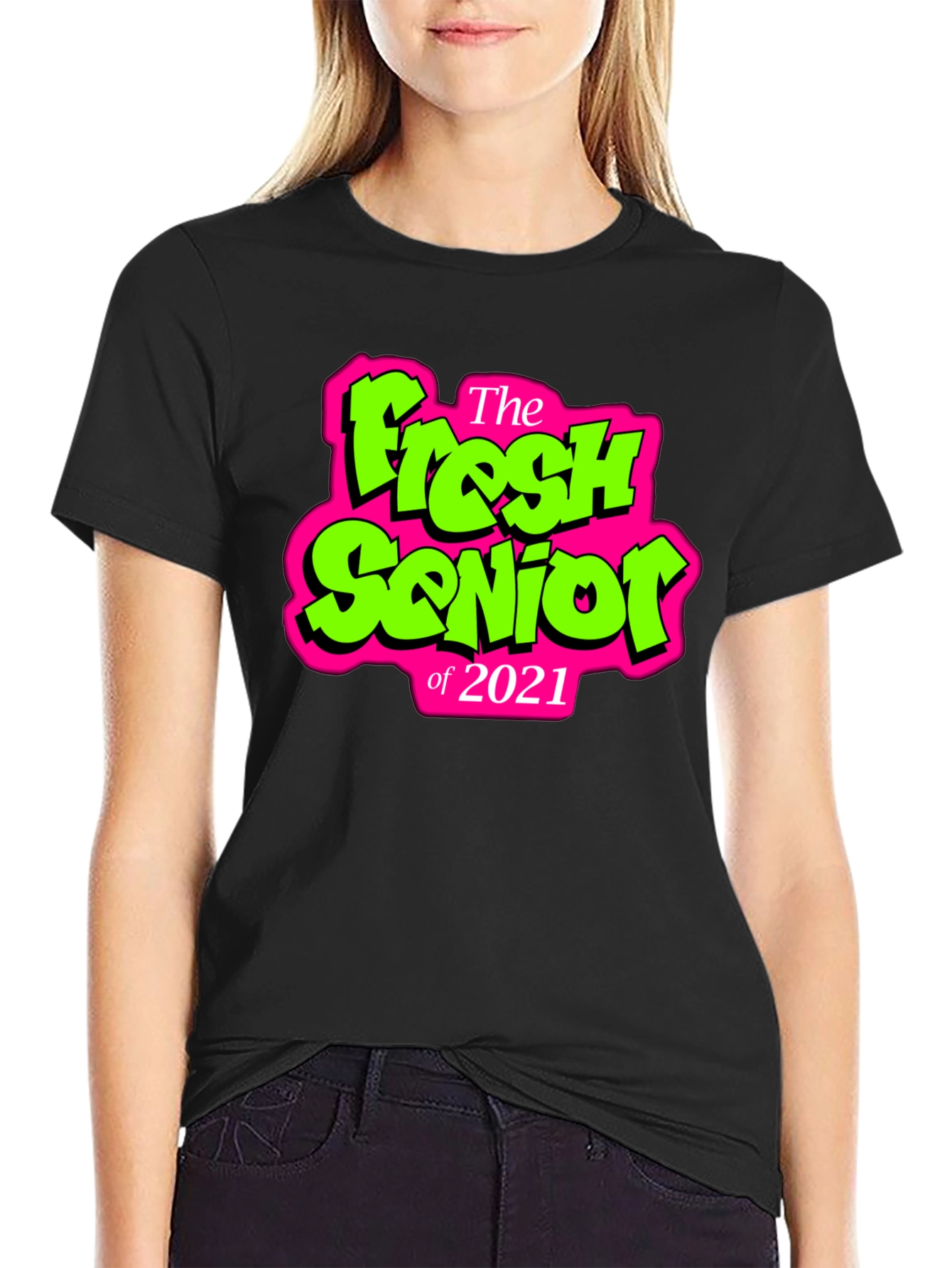Fresh Senior 2021 Black Graphic Tee