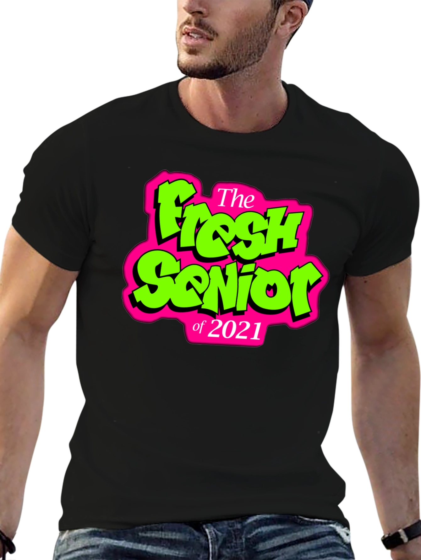 Fresh Senior 2021 Black Graphic Tee
