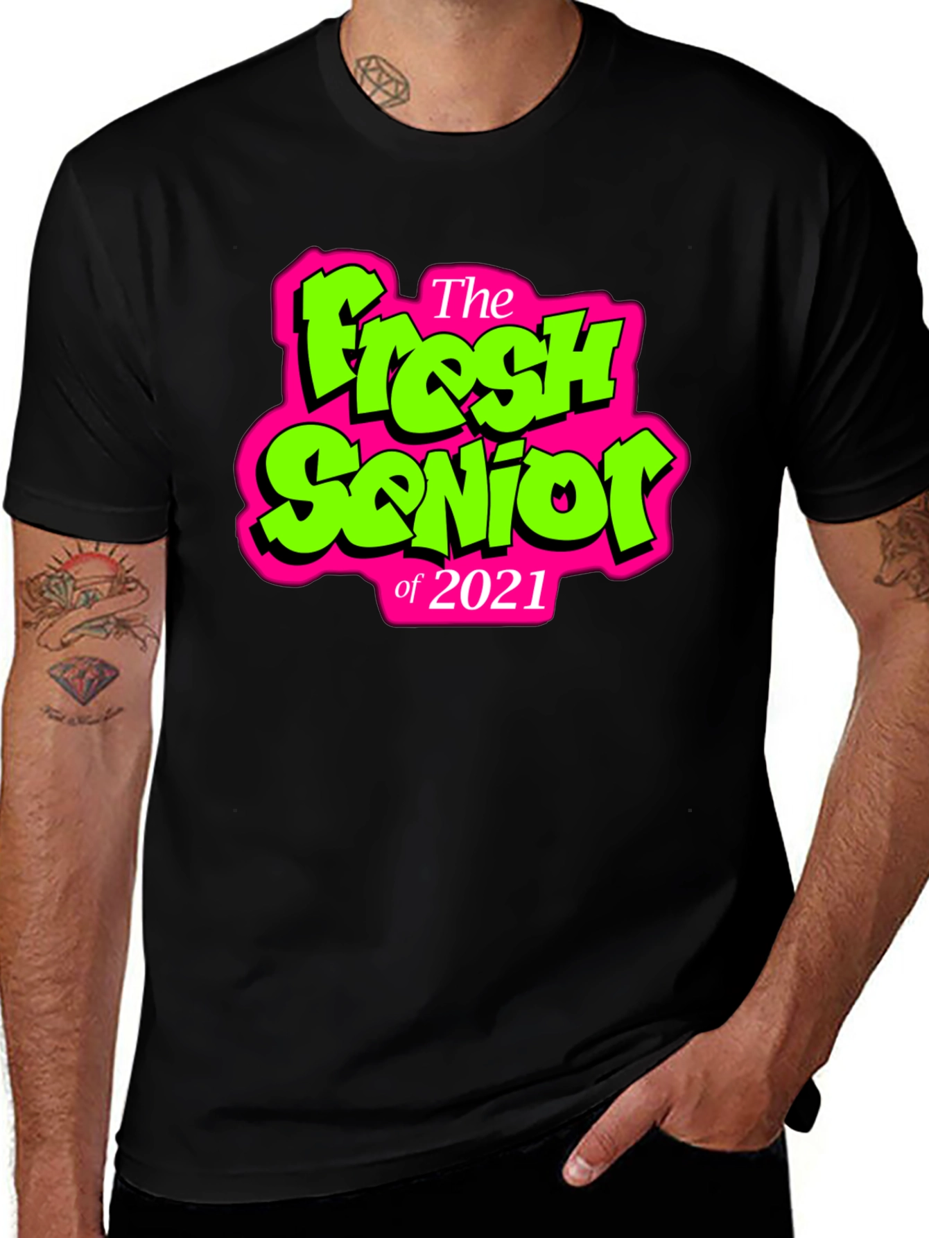 Fresh Senior 2021 Black Graphic Tee