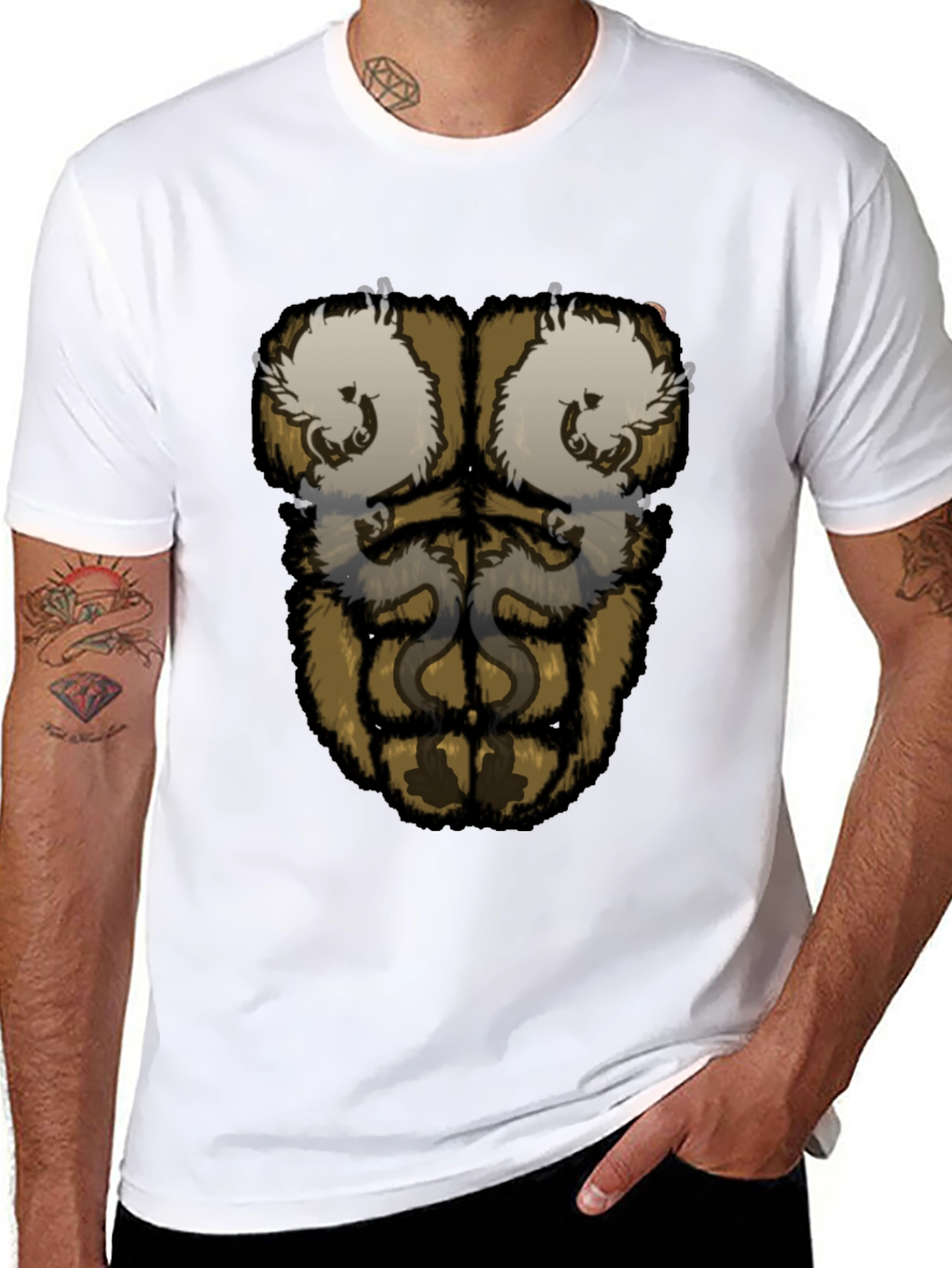 Funny Gorilla Fur Six-Pack T-Shirt