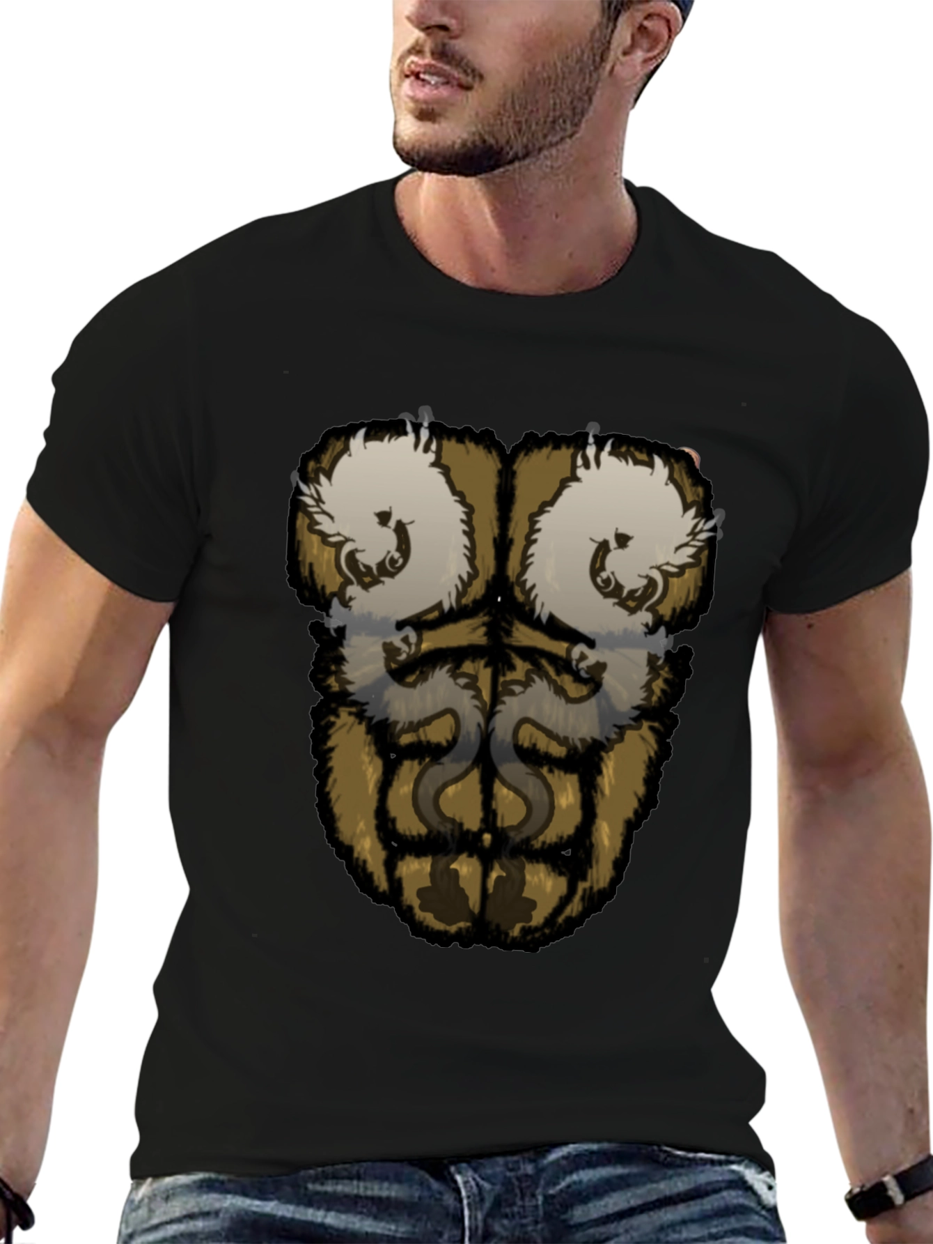 Funny Gorilla Fur Six-Pack T-Shirt