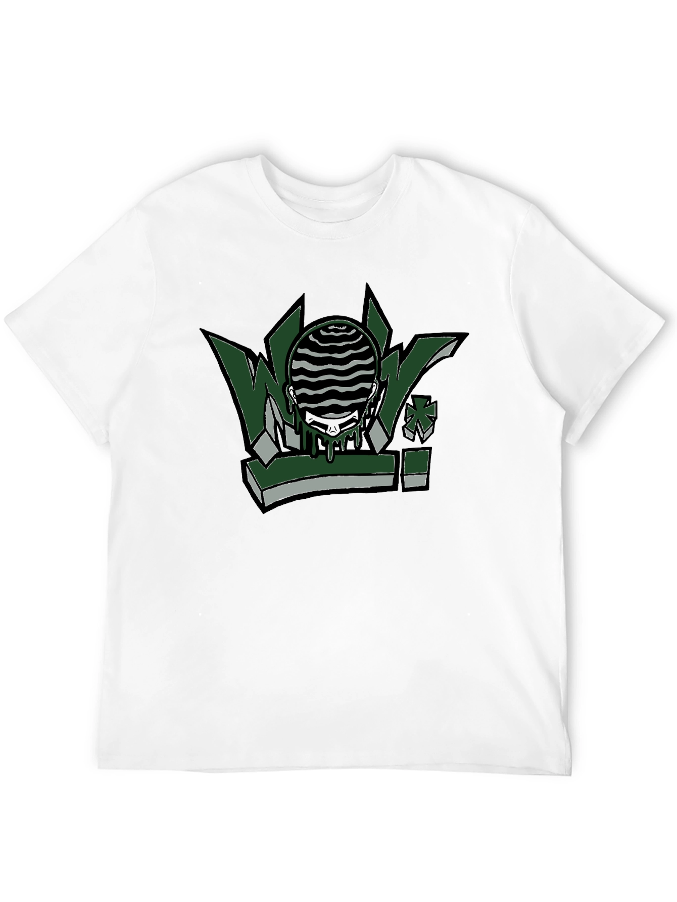 Graphic Print Crew Neck Tee - Mens Black T-Shirt