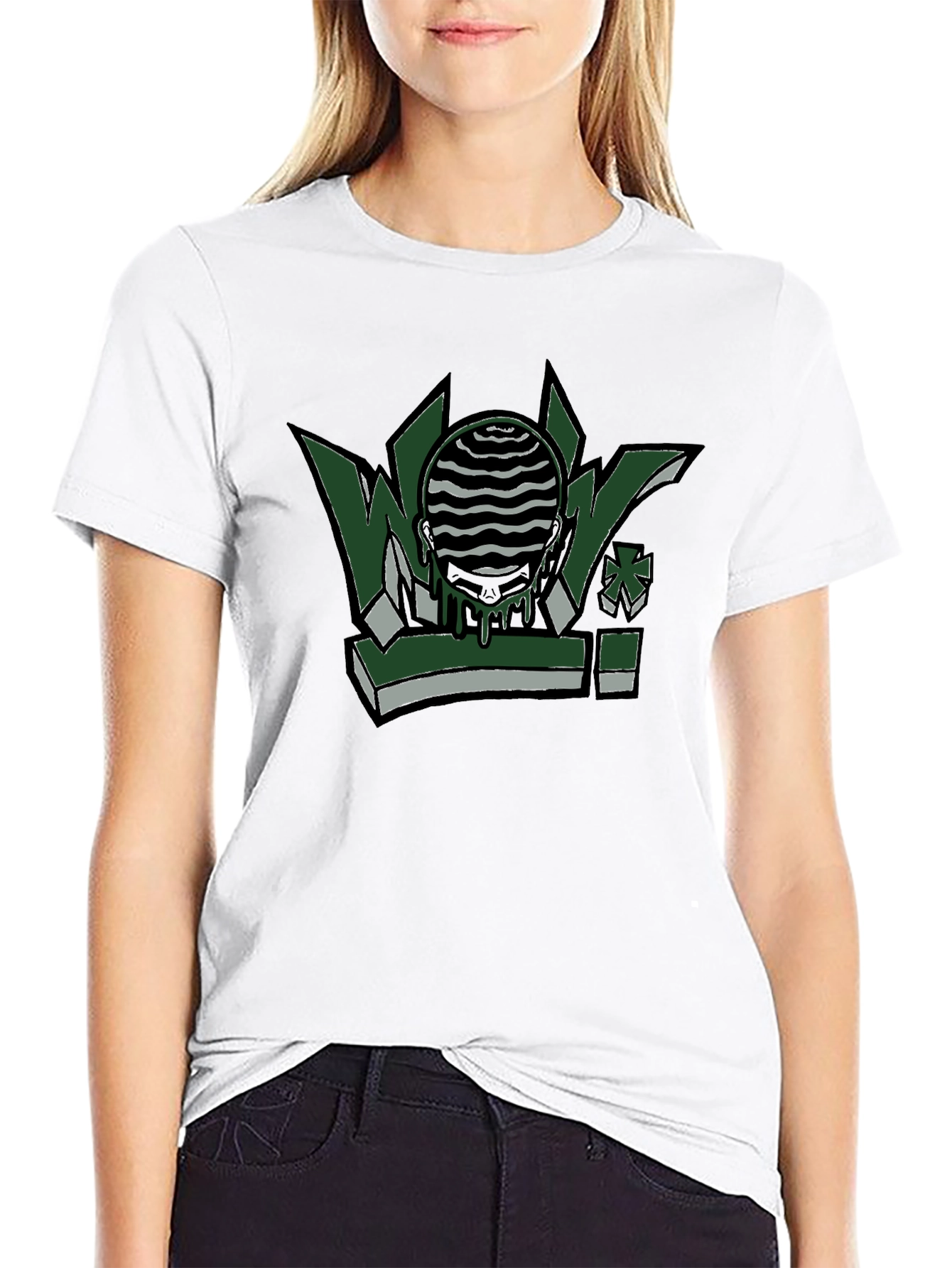 Graphic Print Crew Neck Tee - Mens Black T-Shirt