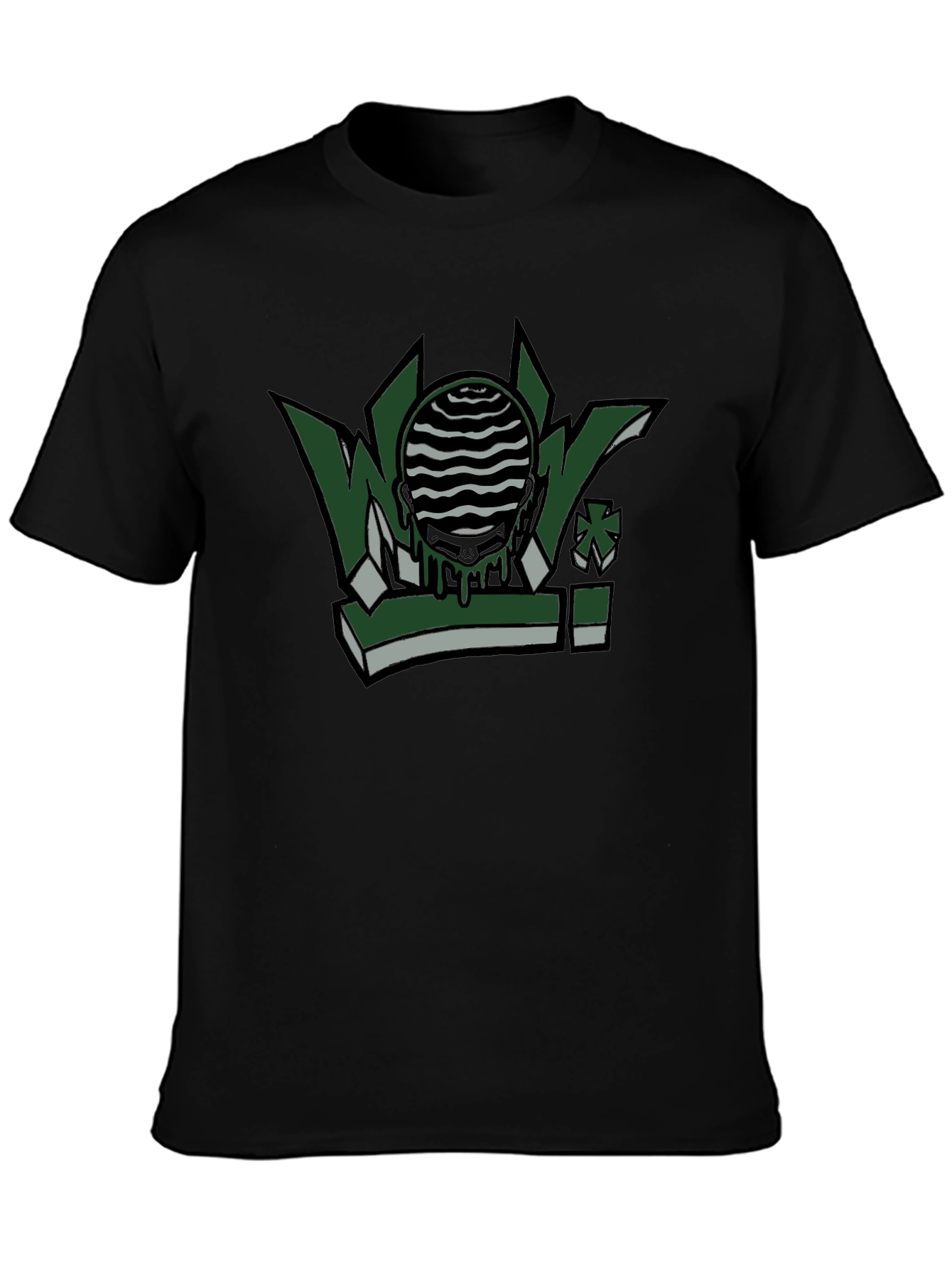 Graphic Print Crew Neck Tee - Mens Black T-Shirt