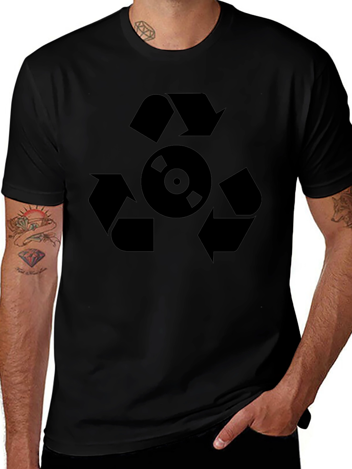 Recycle Music Graphic Black T-Shirt