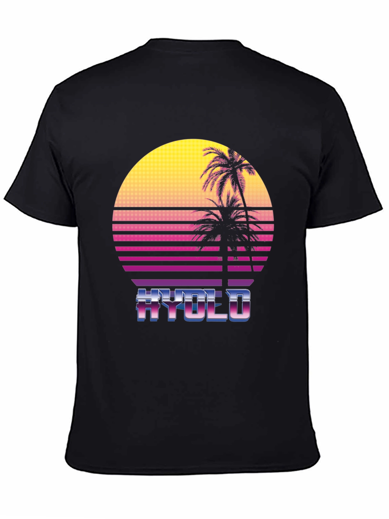 Retro Wave T-Shirt - HYOLO Palm Sunset Design