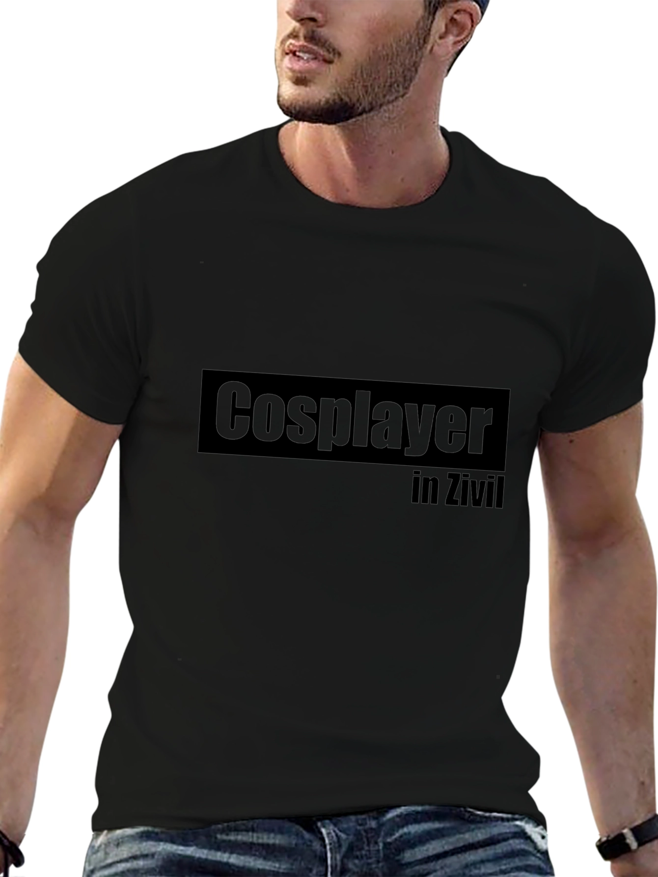Cosplayer in Zivil Black T-Shirt