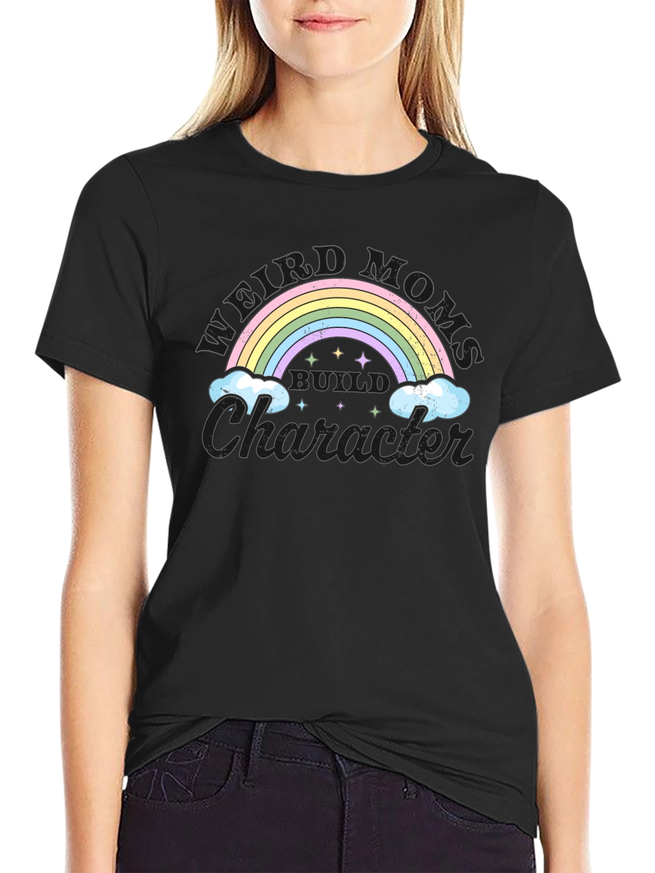 Weird Moms Build Character Rainbow Graphic Tee