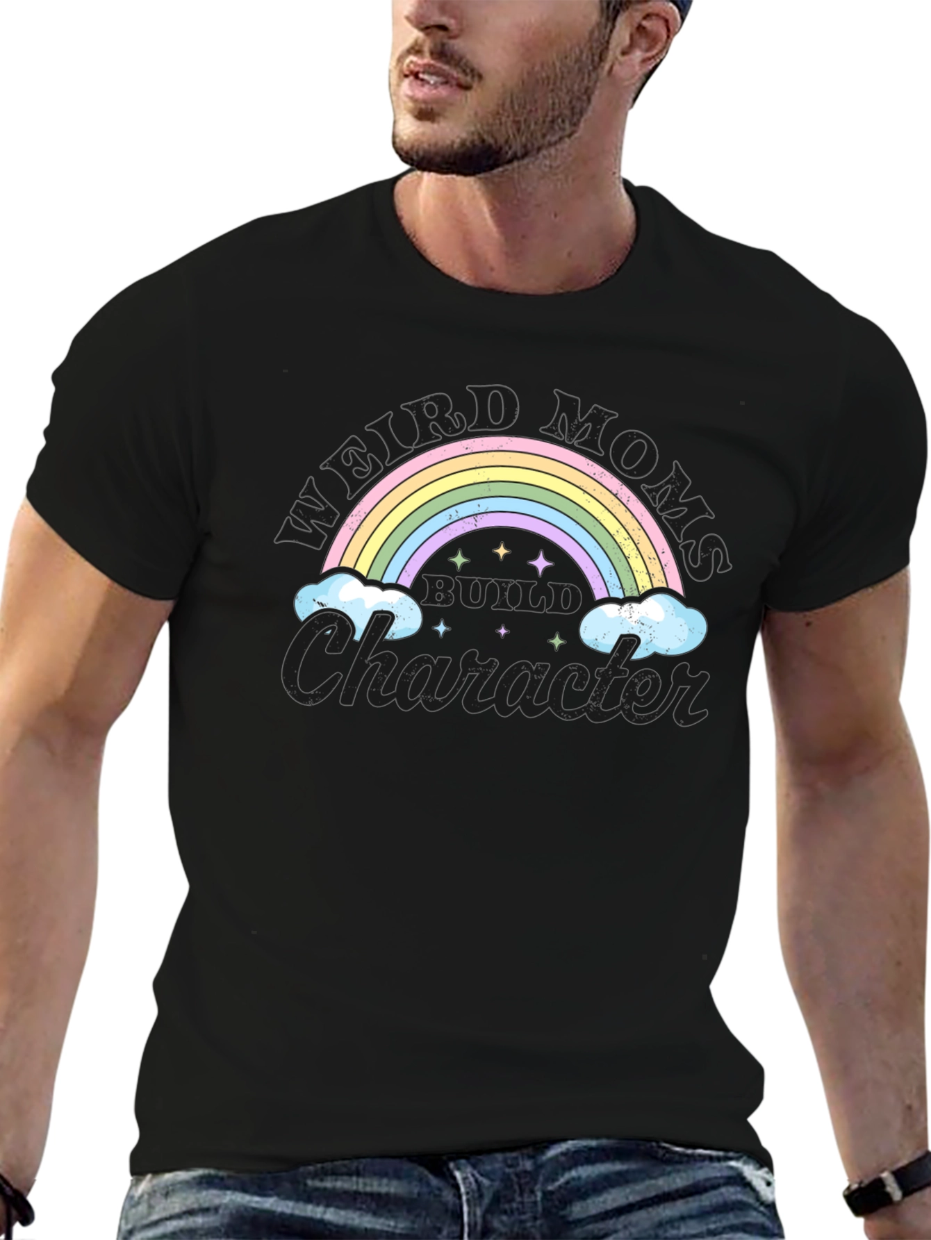 Weird Moms Build Character Rainbow Graphic Tee