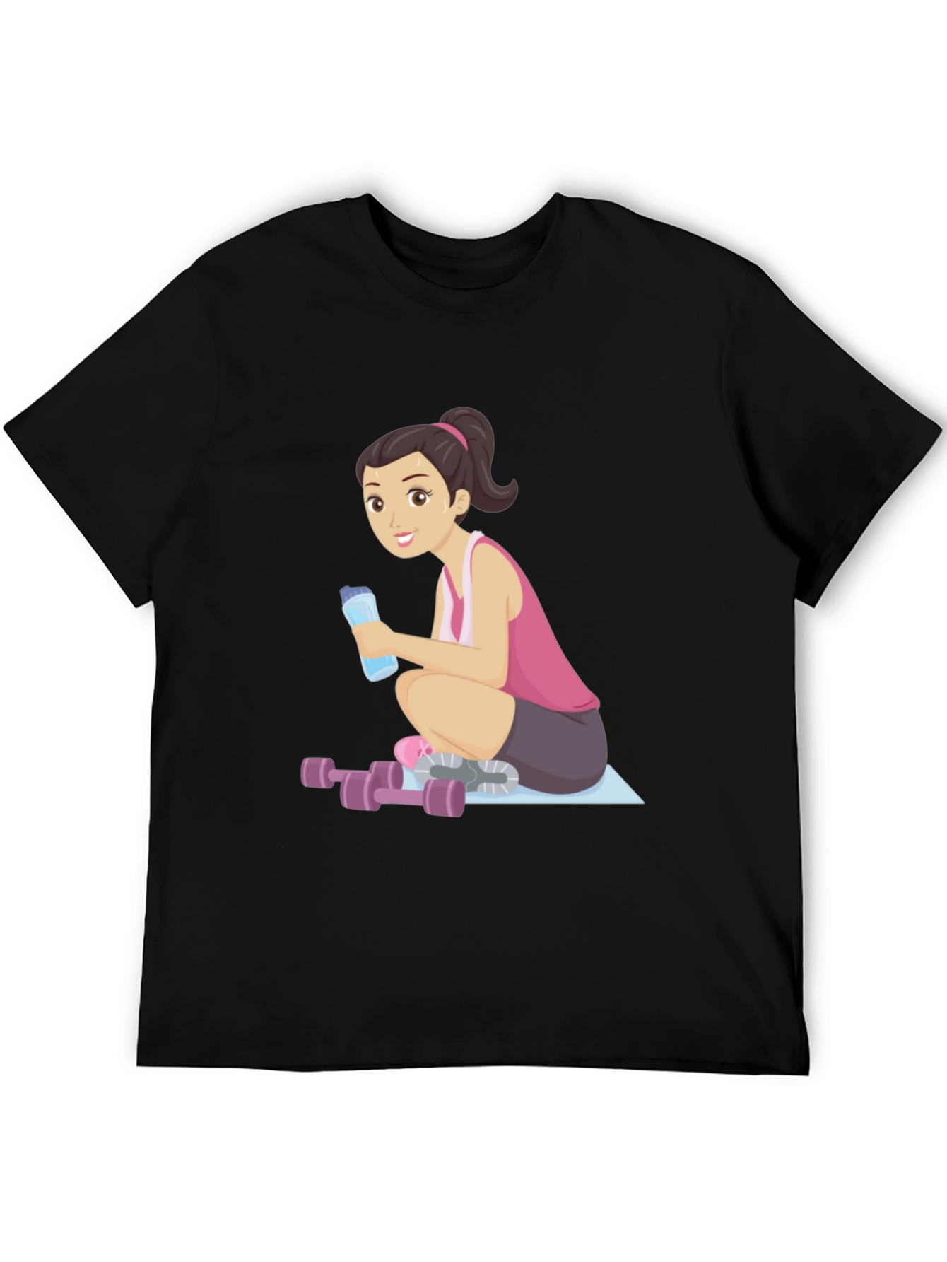 Workout Girl Graphic Tee - Black Casual T-Shirt