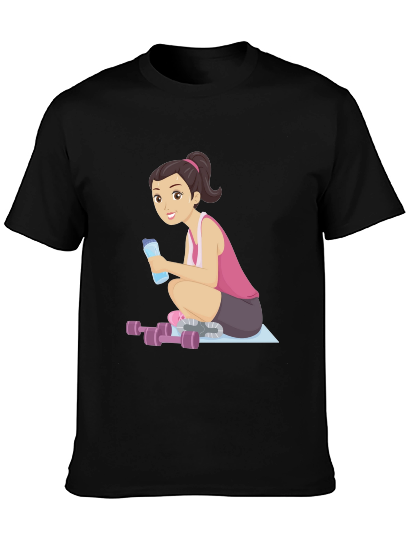 Workout Girl Graphic Tee - Black Casual T-Shirt