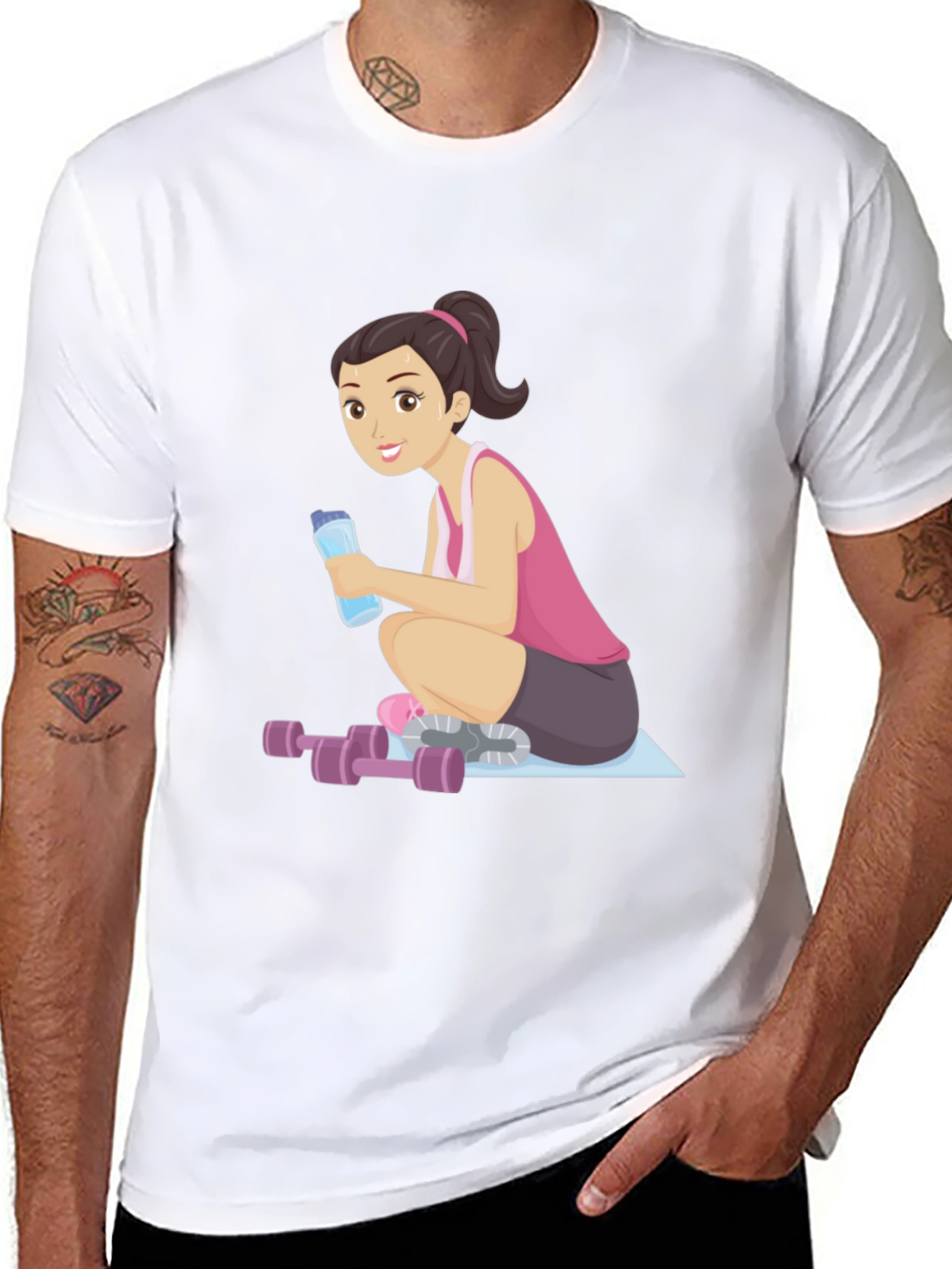 Workout Girl Graphic Tee - Black Casual T-Shirt