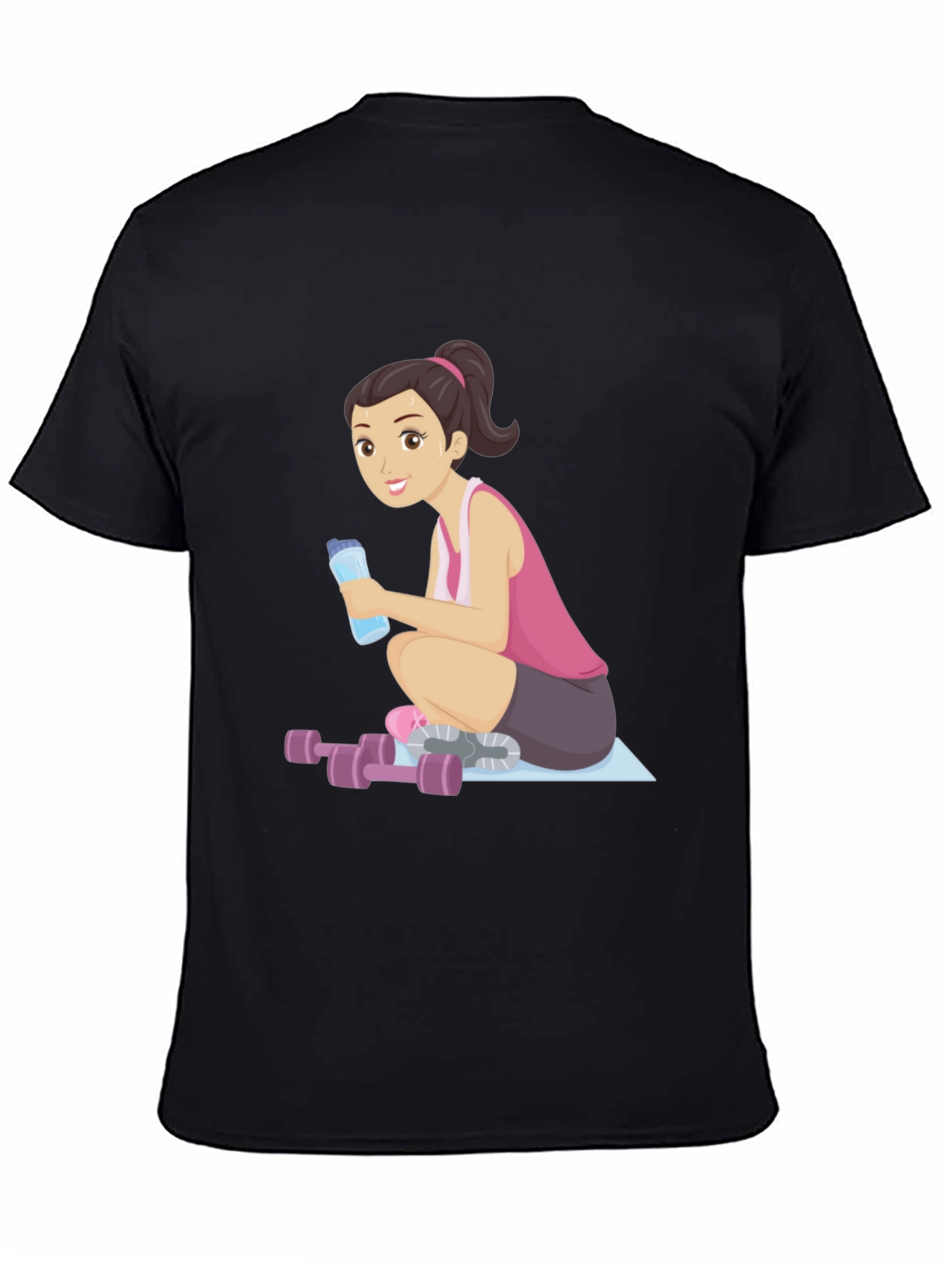 Workout Girl Graphic Tee - Black Casual T-Shirt