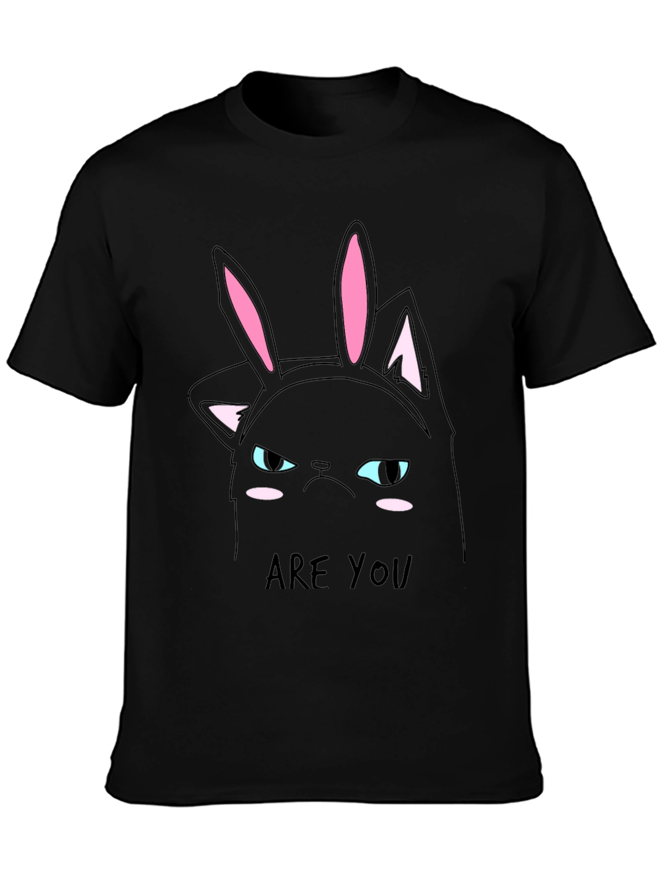 Grumpy Cat Bunny Ears T-Shirt - Mens Black Tee