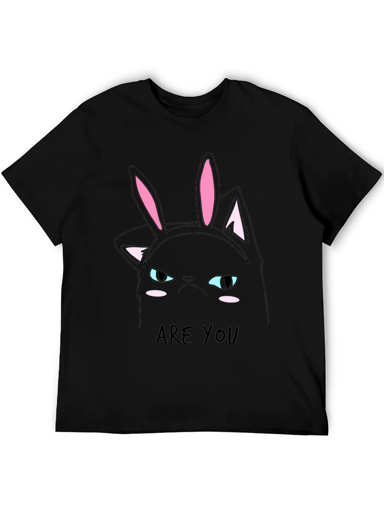 Grumpy Cat Bunny Ears T-Shirt - Mens Black Tee