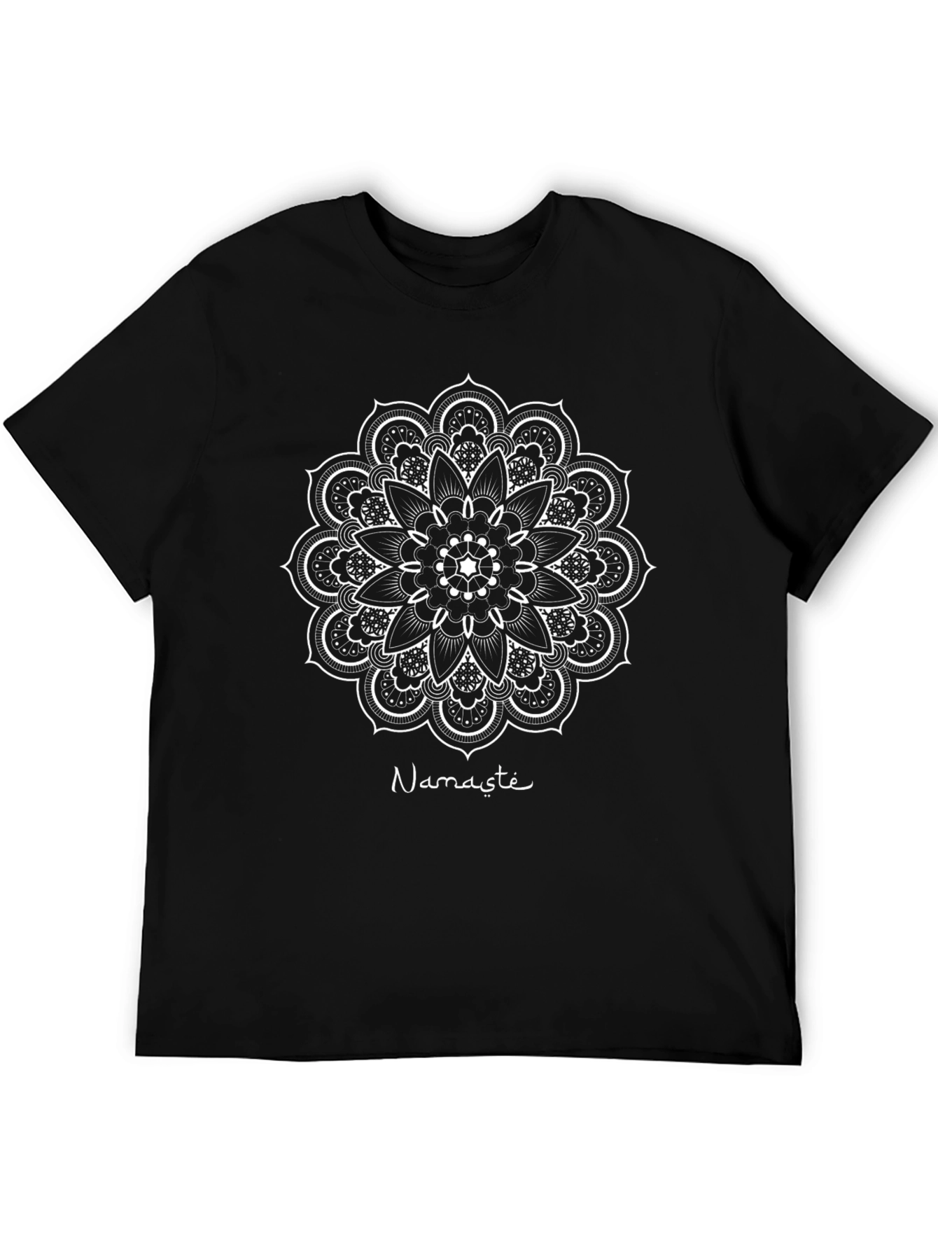 Namaste Mandala Graphic Tee - Black Cotton T-Shirt