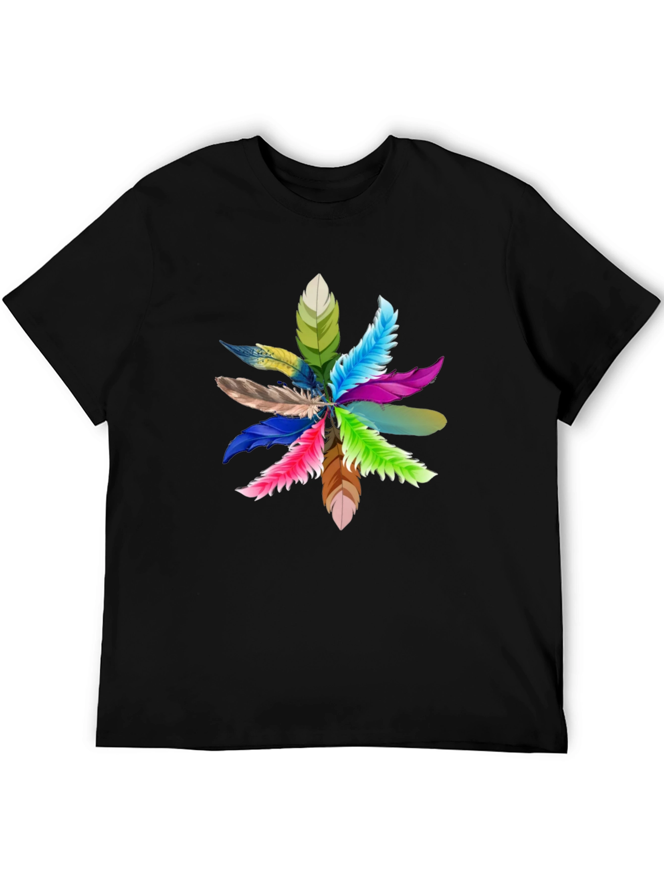 Feather Burst Graphic Black T-Shirt