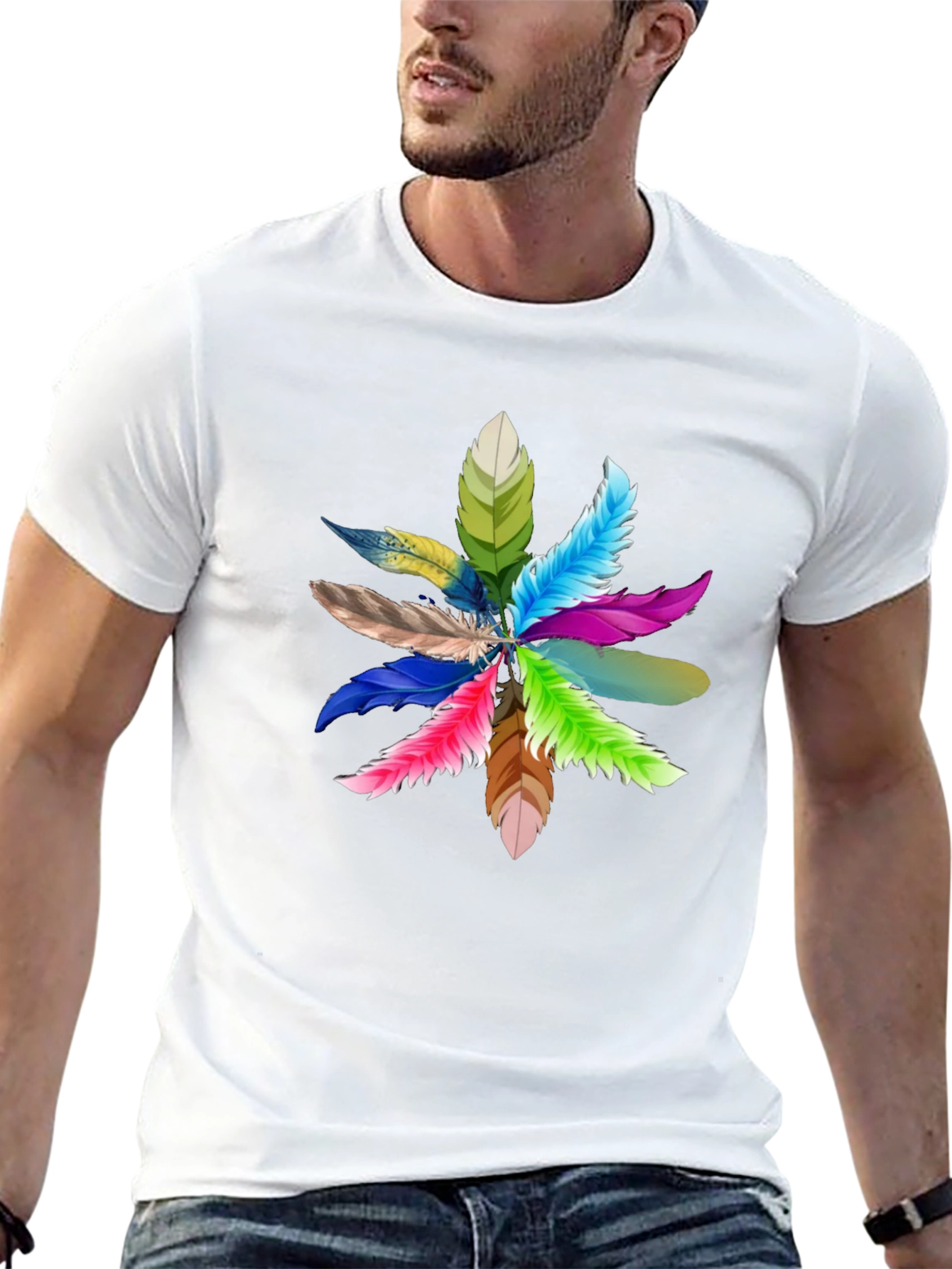 Feather Burst Graphic Black T-Shirt