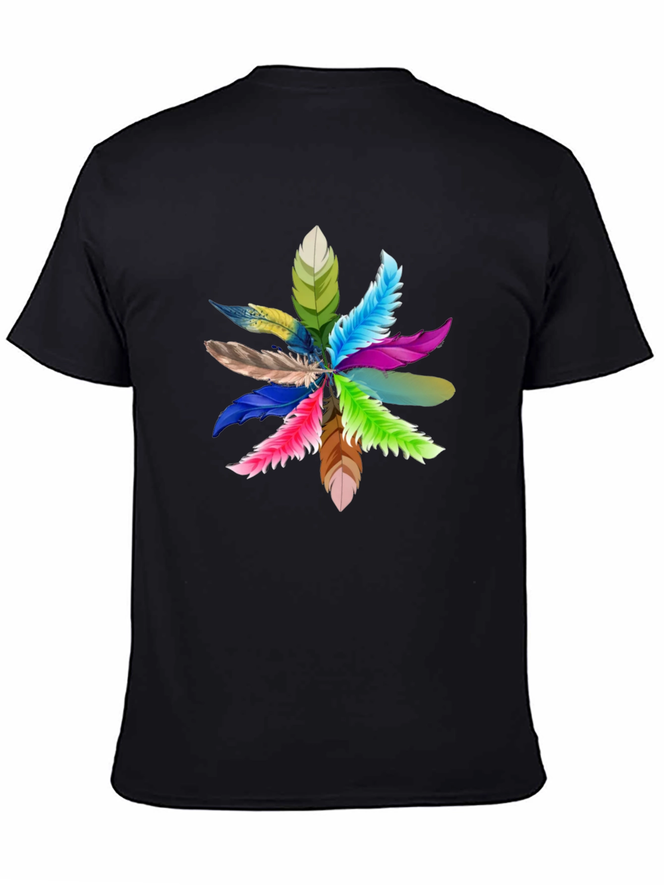 Feather Burst Graphic Black T-Shirt