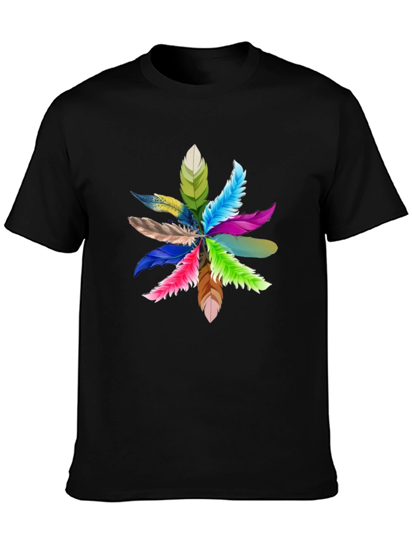 Feather Burst Graphic Black T-Shirt