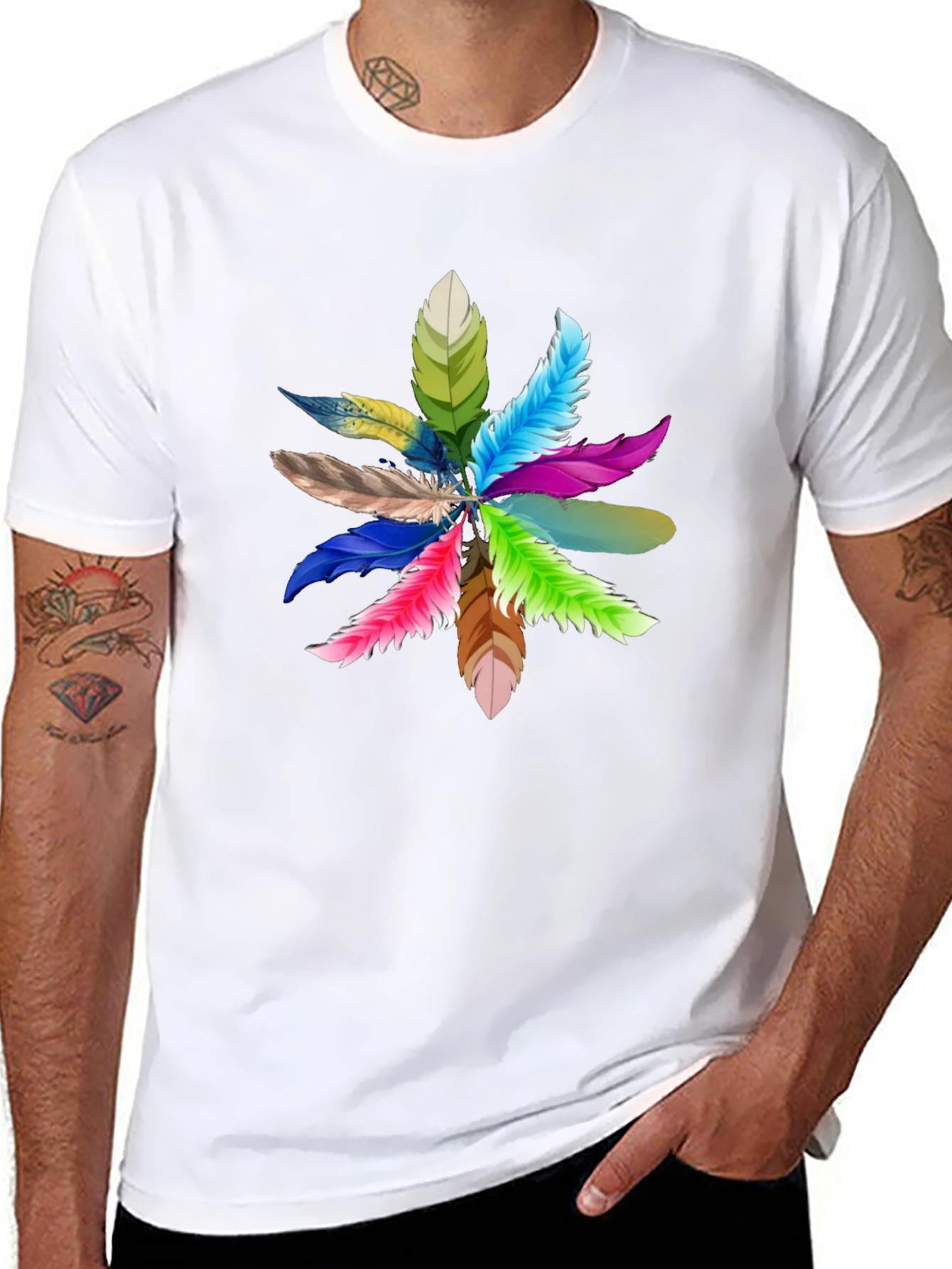 Feather Burst Graphic Black T-Shirt