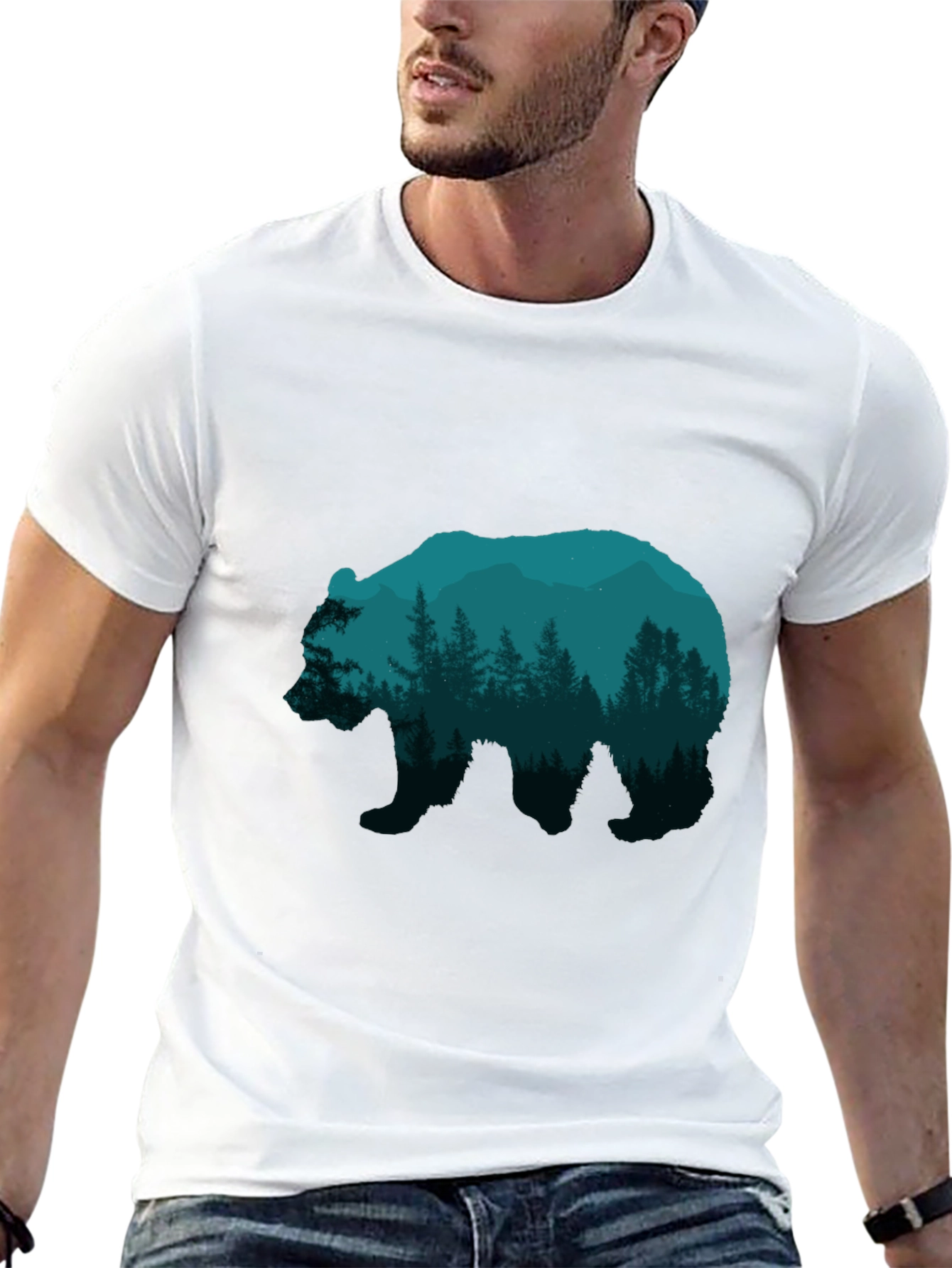 Nature Bear Graphic Tee - Mens Black T-Shirt