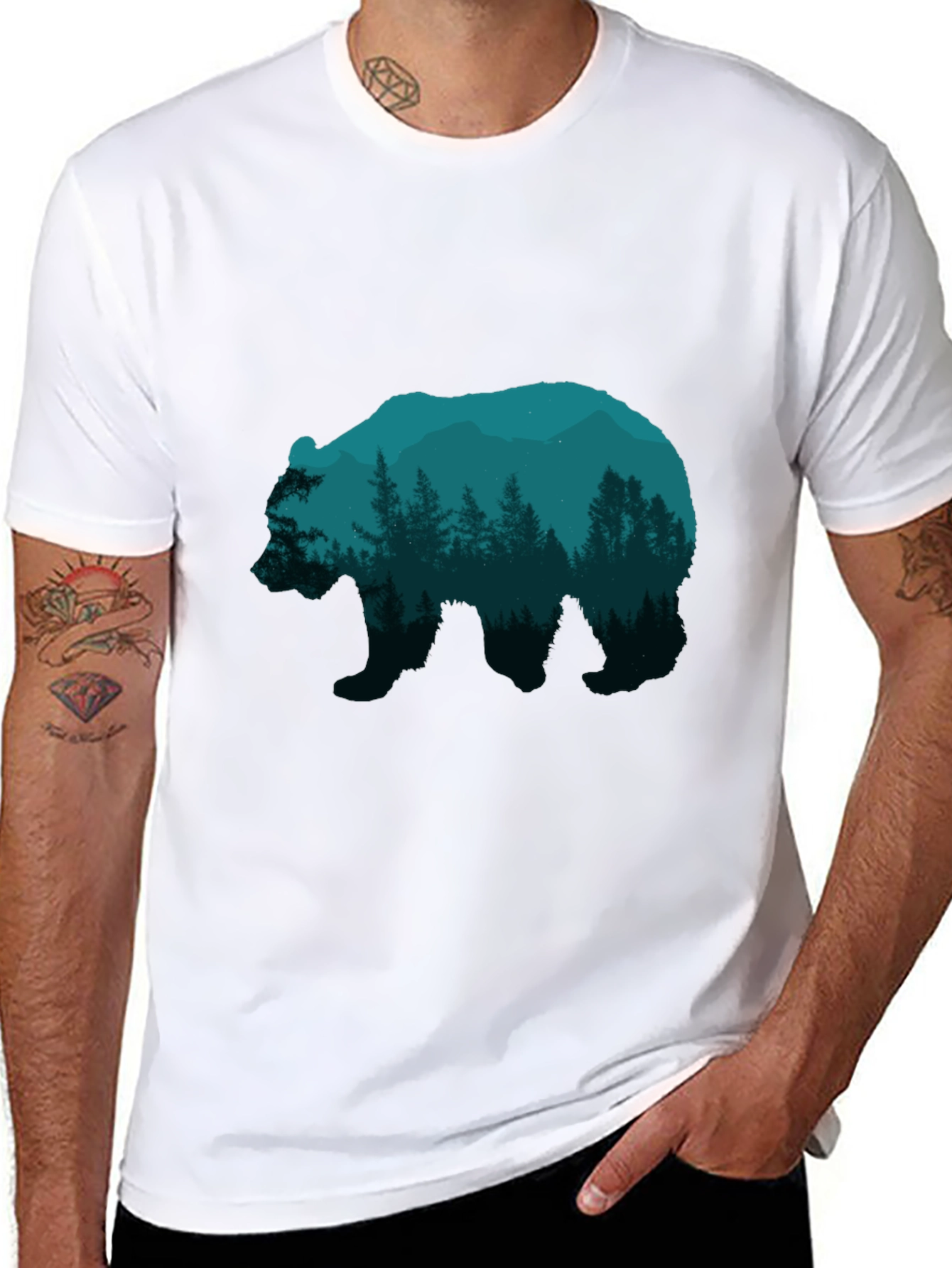 Nature Bear Graphic Tee - Mens Black T-Shirt
