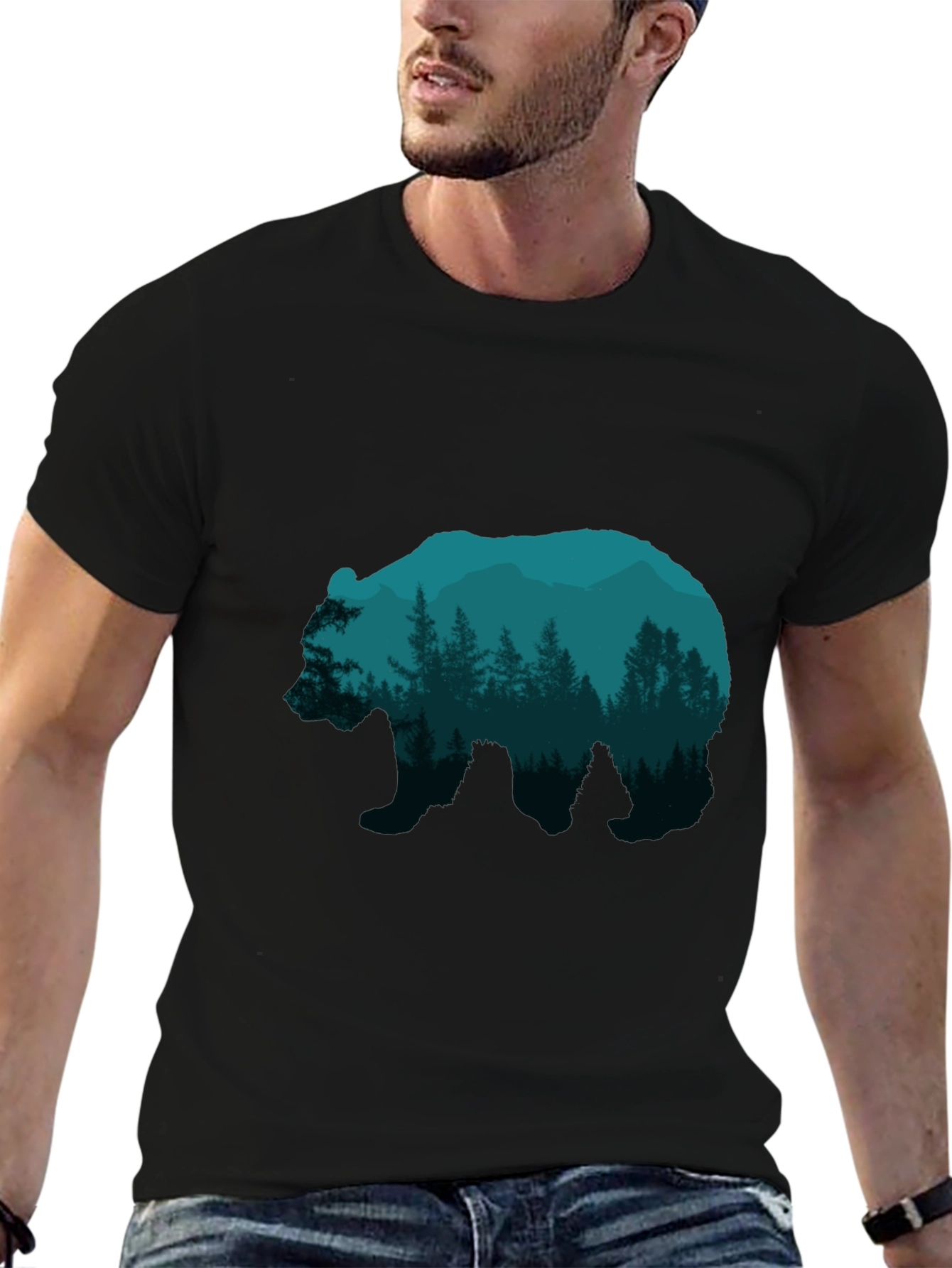 Nature Bear Graphic Tee - Mens Black T-Shirt