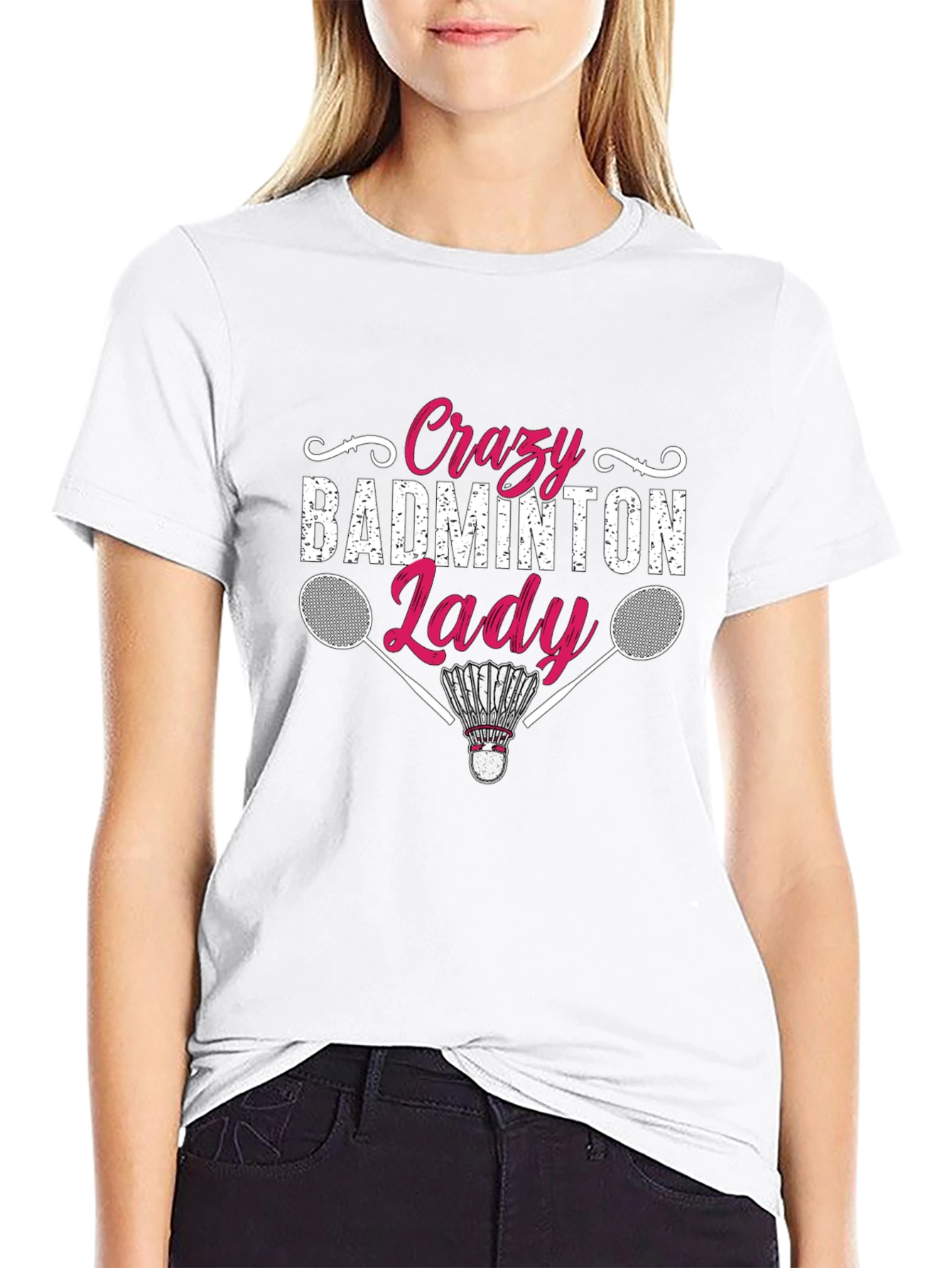 Crazy Badminton Lady Graphic Tee