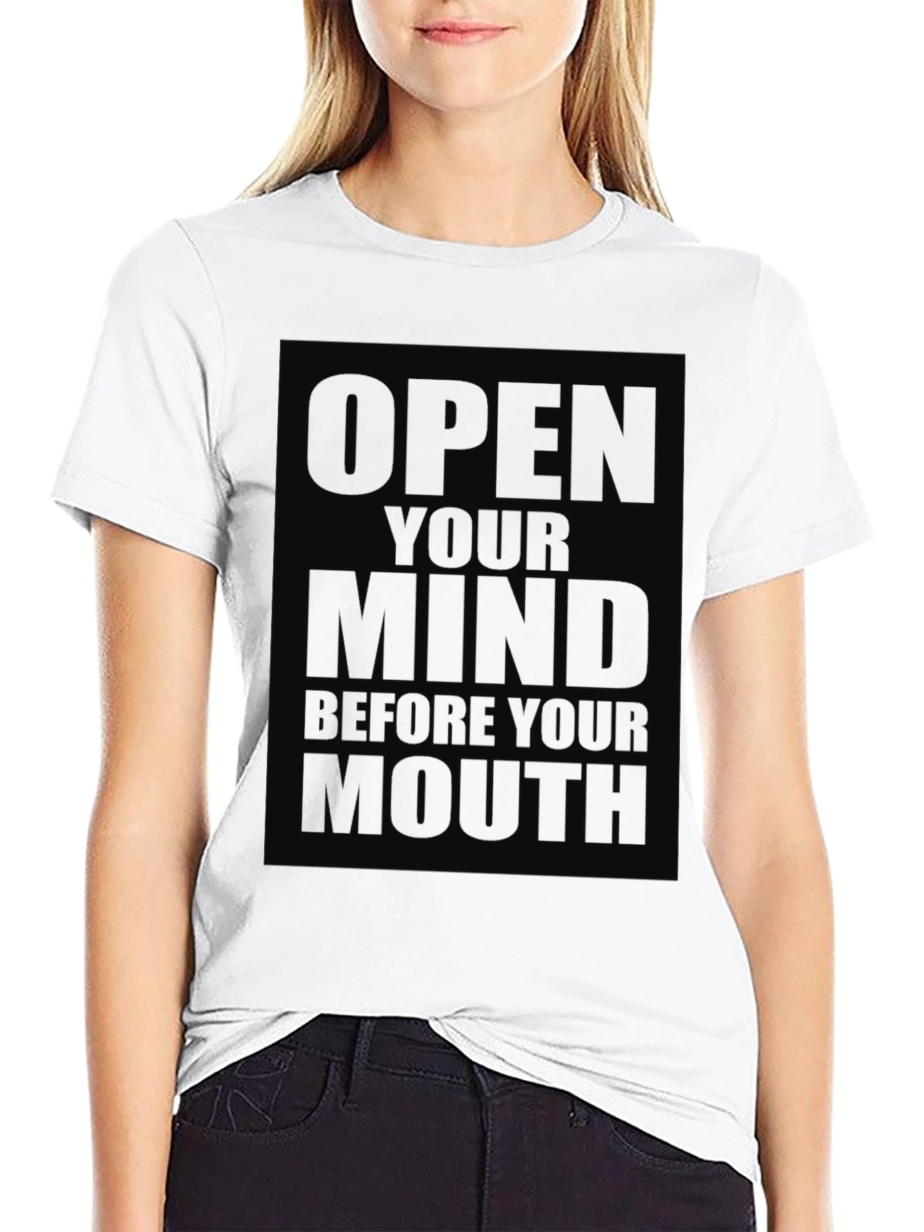 Open Your Mind Graphic Tee - Black Cotton T-Shirt