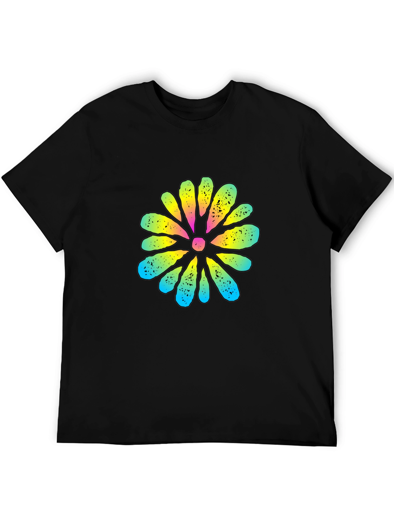 Retro Flower Graphic Black T-Shirt