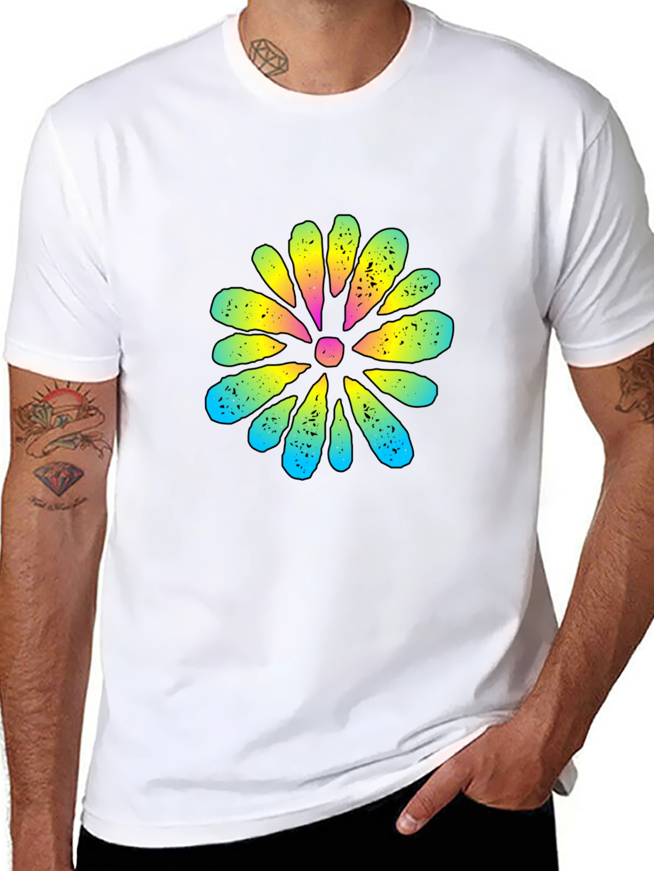 Retro Flower Graphic Black T-Shirt