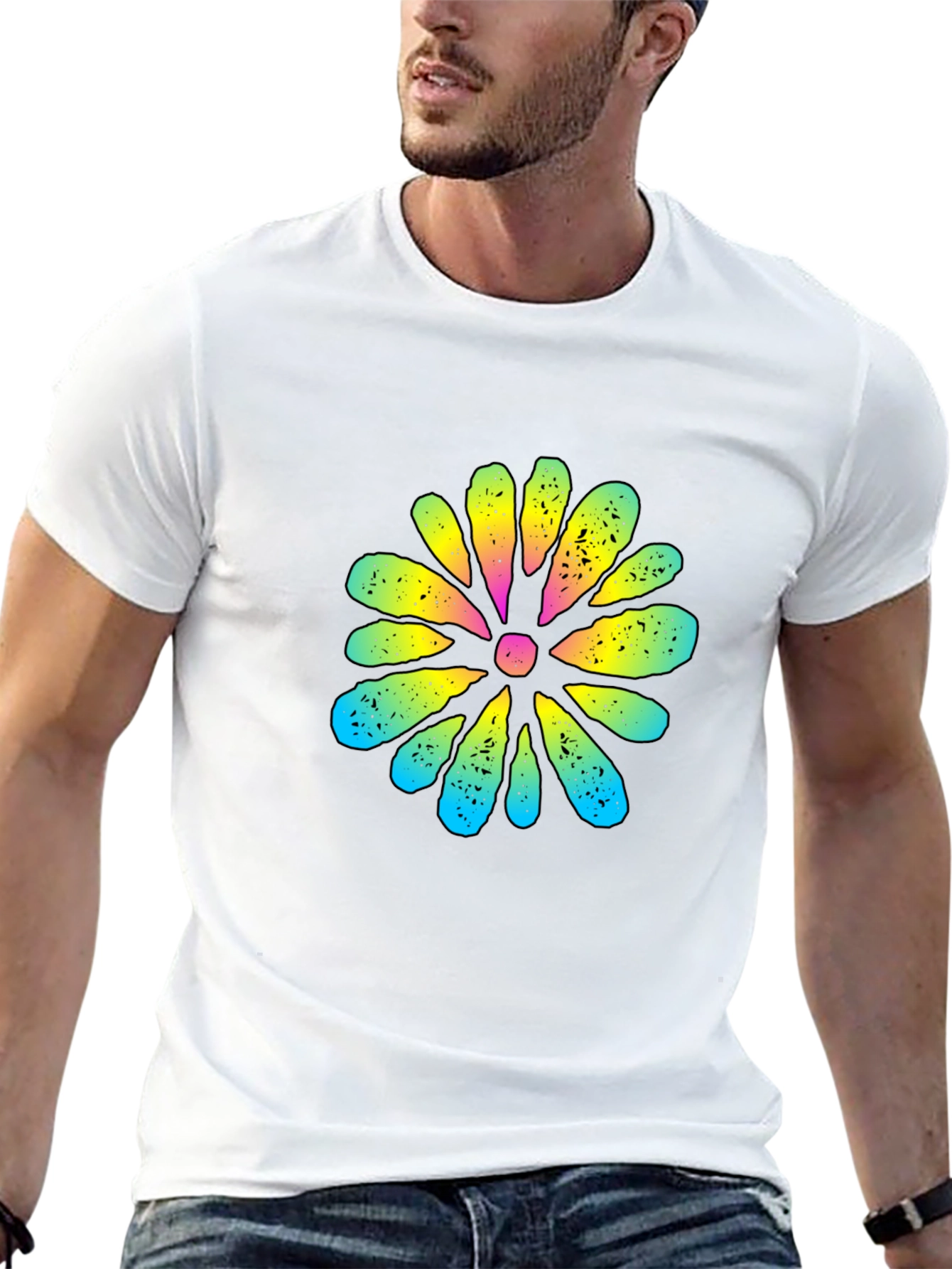 Retro Flower Graphic Black T-Shirt