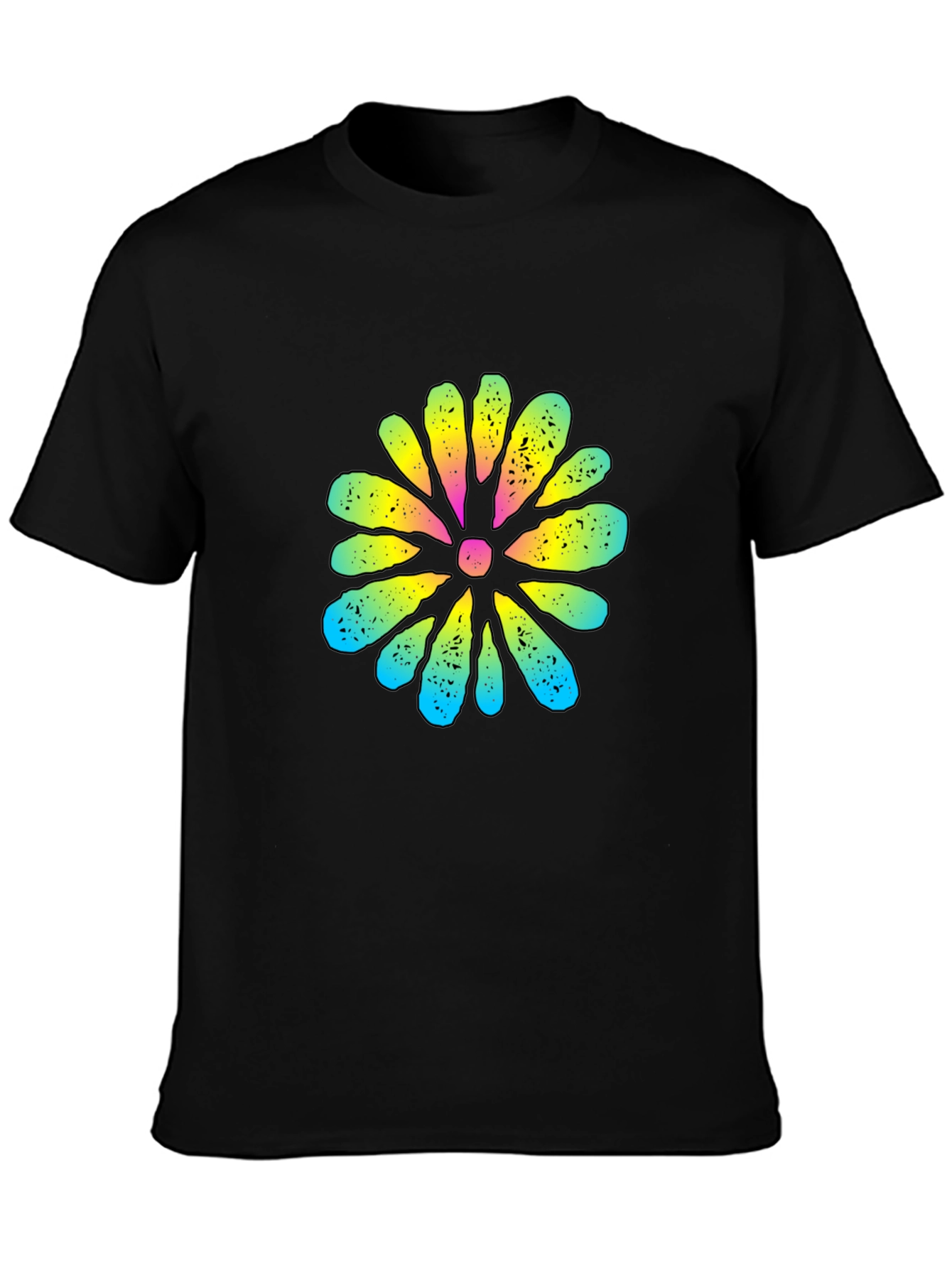 Retro Flower Graphic Black T-Shirt