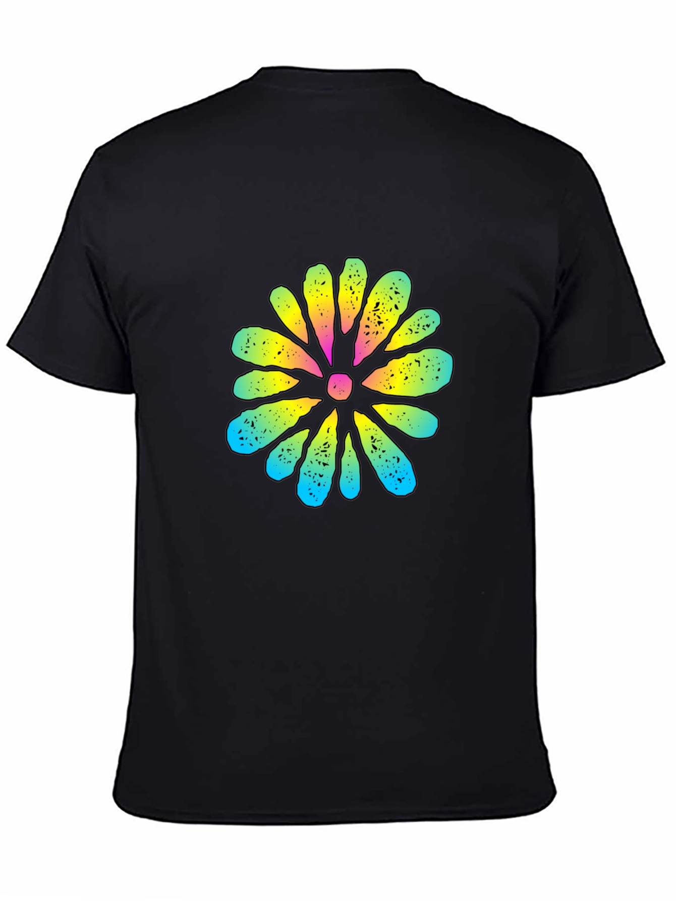 Retro Flower Graphic Black T-Shirt
