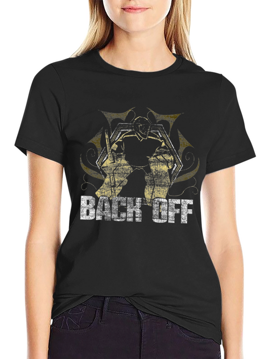 Back Off Robot Graphic Tee - Black Crew Neck T-Shirt