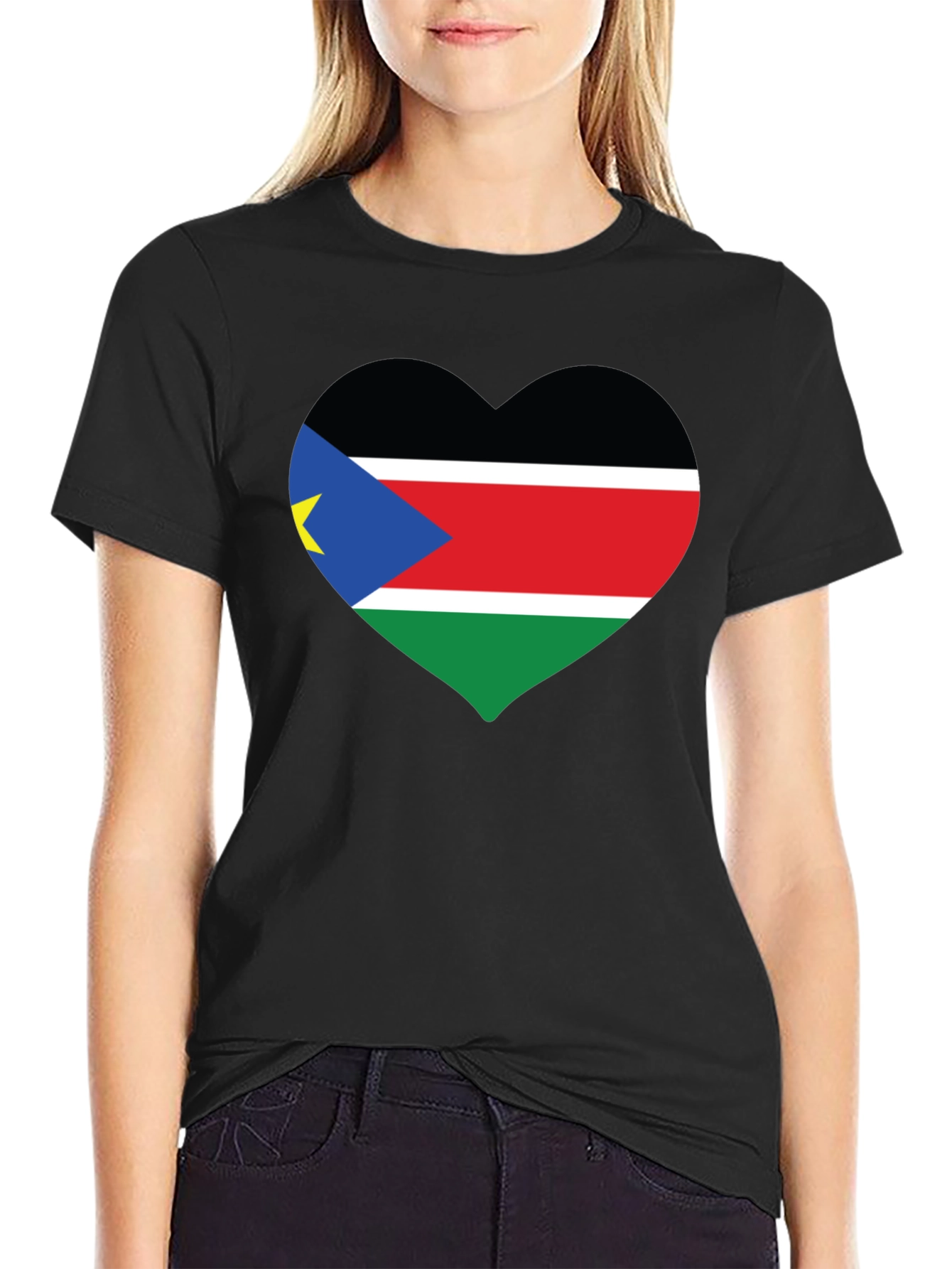 South Sudan Flag Heart T-Shirt