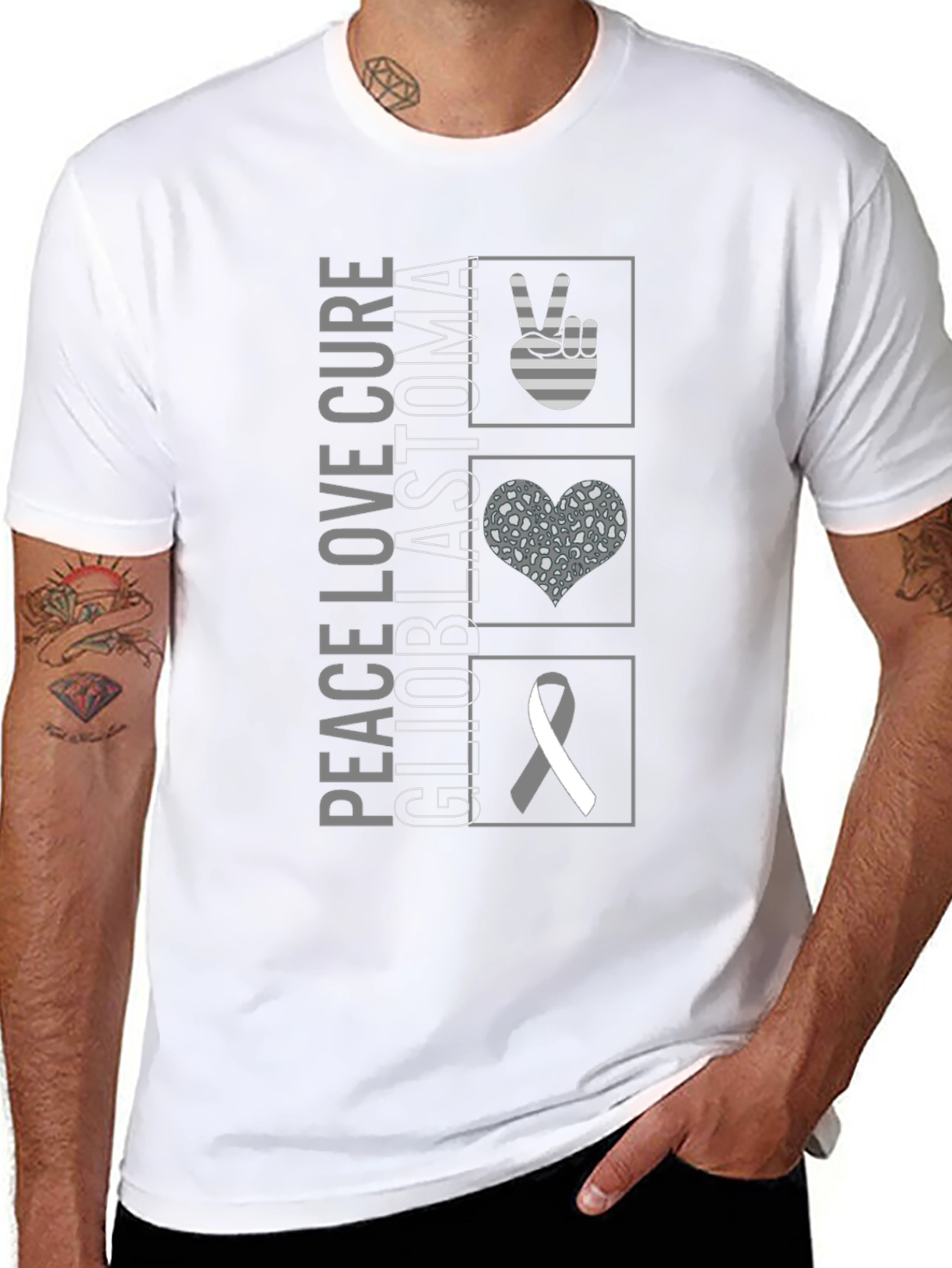 Peace Love Cure Glioblastoma Awareness T-Shirt