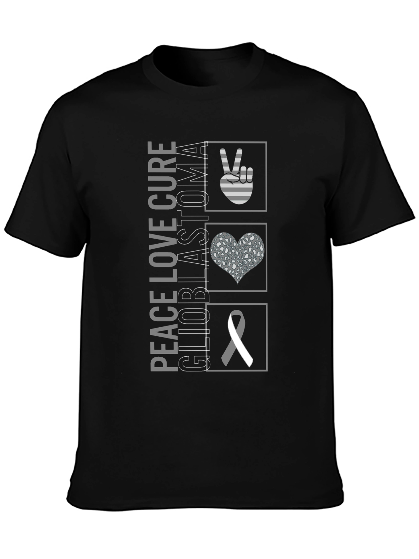 Peace Love Cure Glioblastoma Awareness T-Shirt