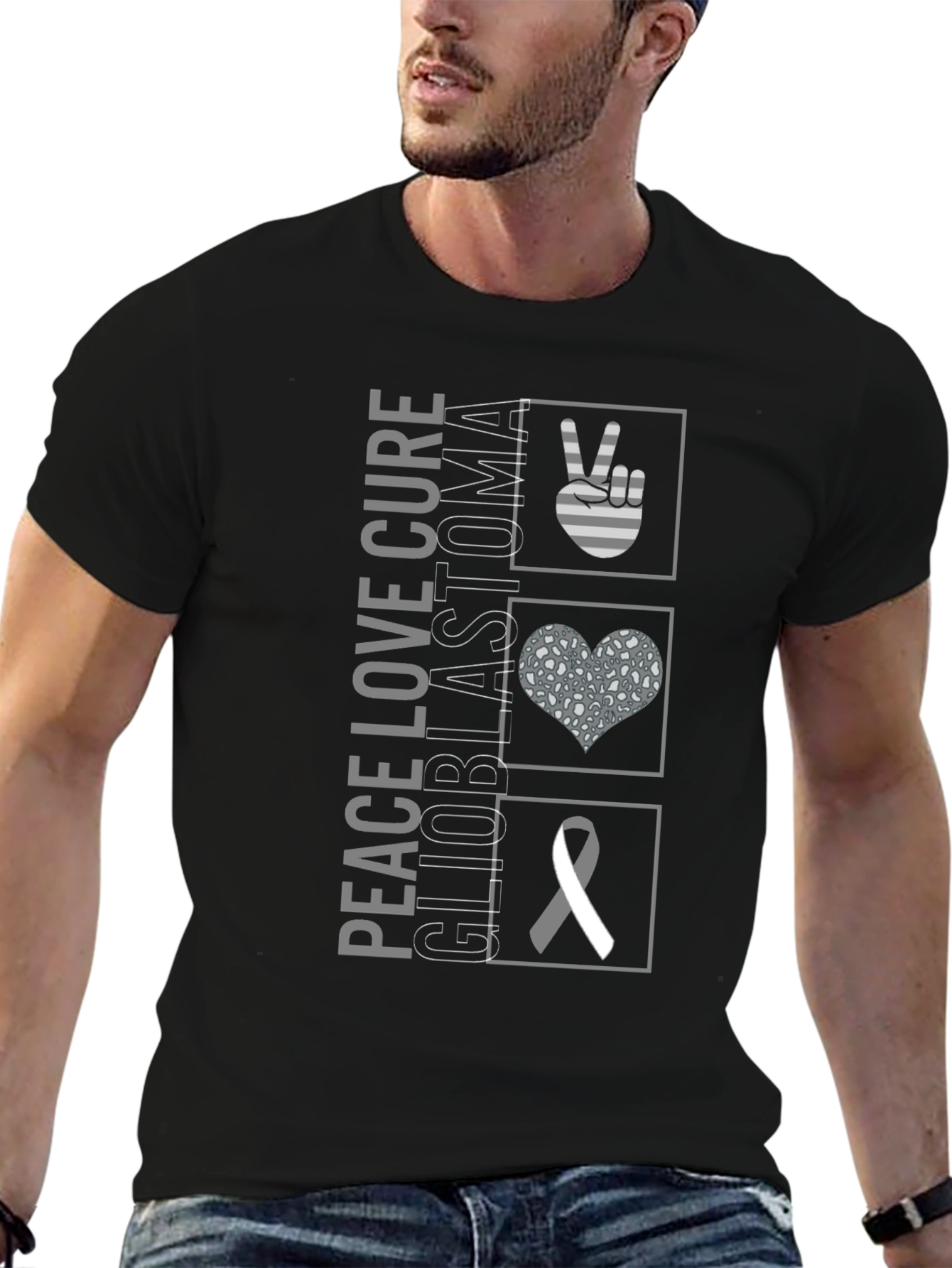 Peace Love Cure Glioblastoma Awareness T-Shirt